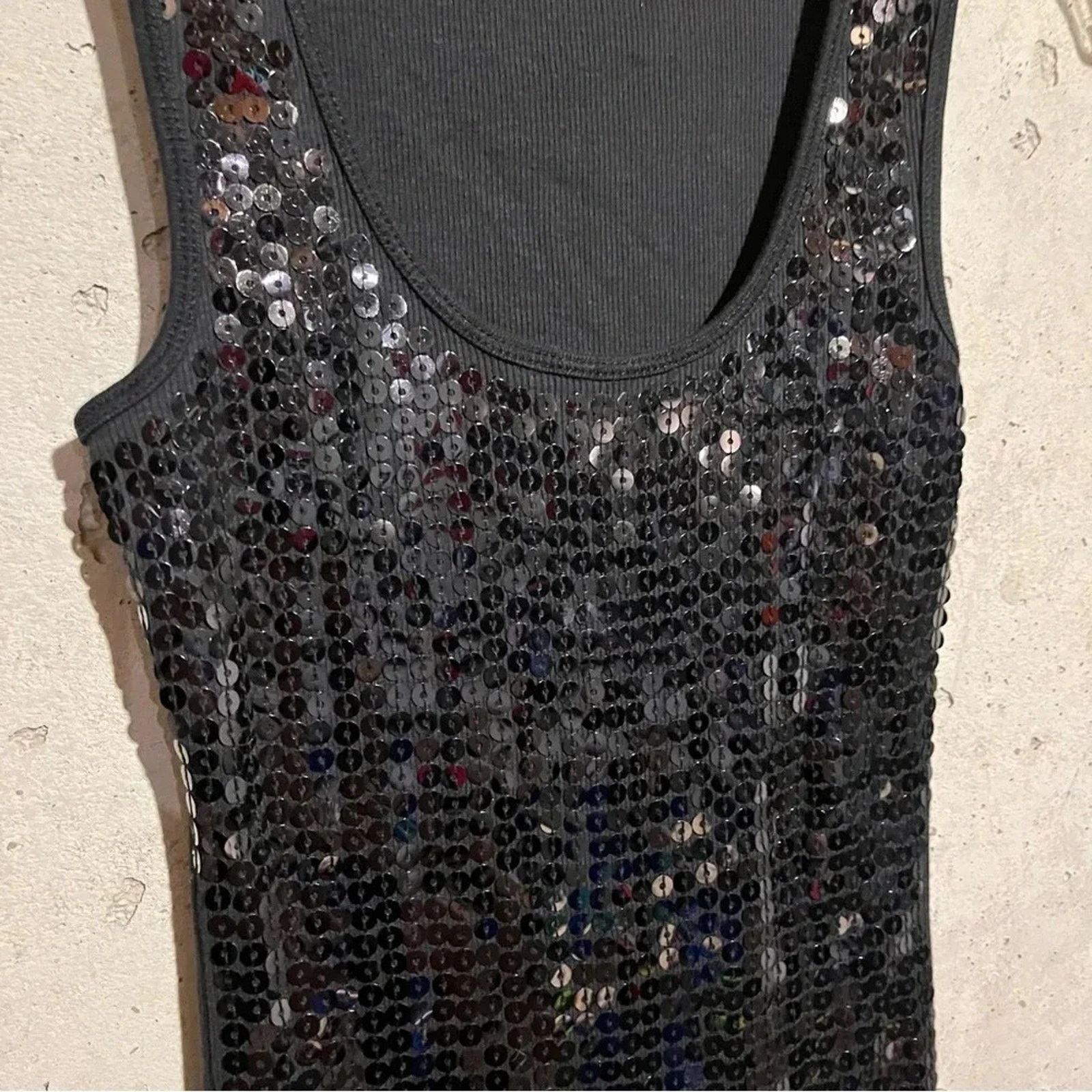 Express Express Black Sequin Tank Top Women’s Size Small S Stretch Size S / US 4 / IT 40 - 2 Thumbnail