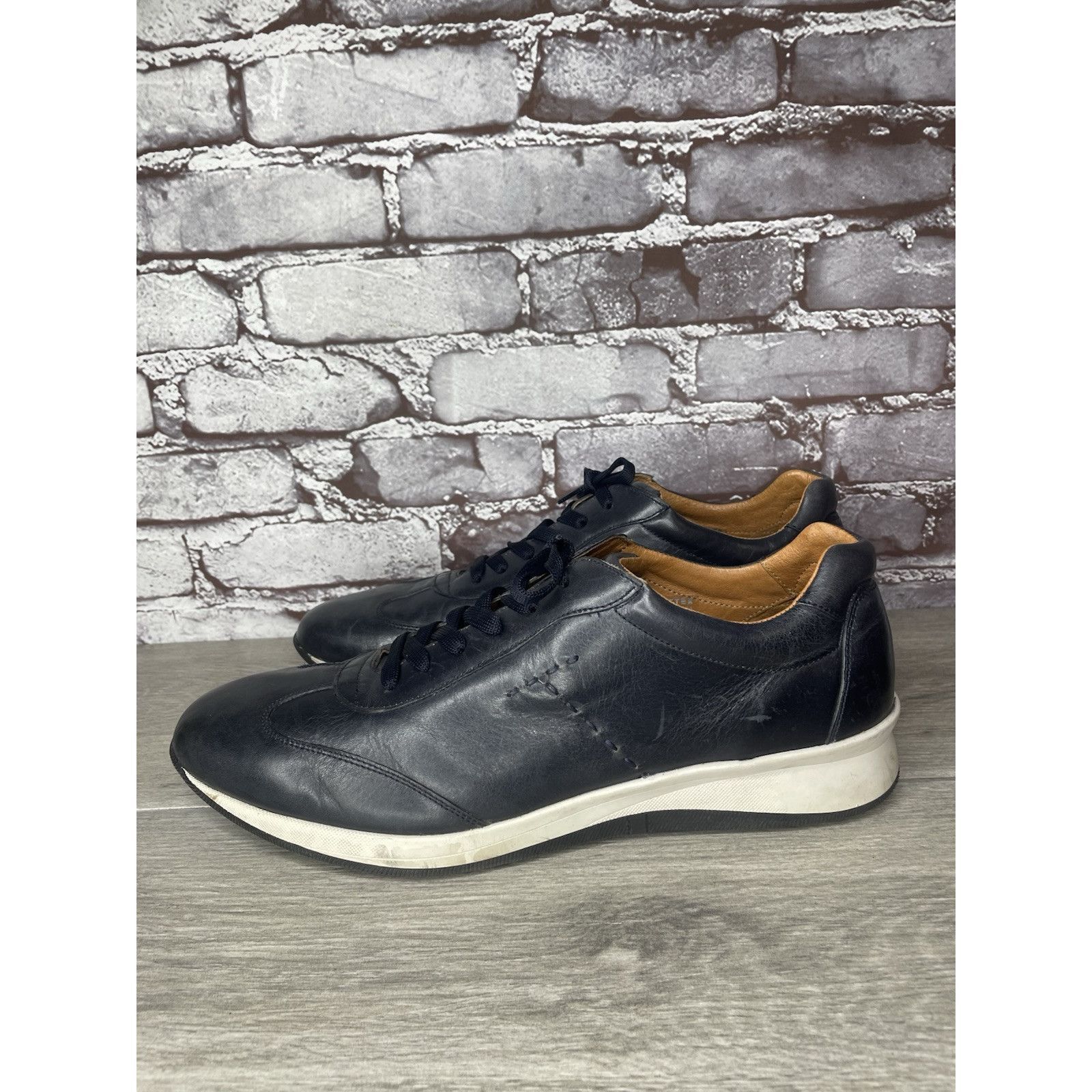 Other SABATTER Navy Blue Leather Bicycle Toe Casual Sneakers Shoes Size US 13 / EU 46 - 14 Thumbnail