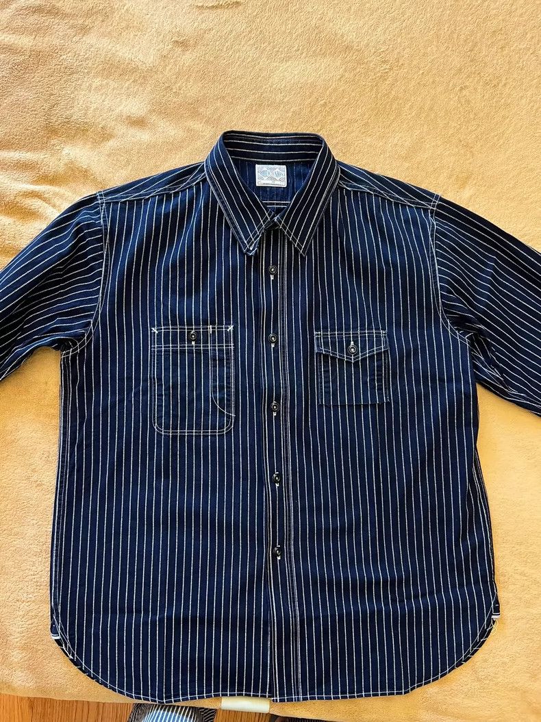 The Real McCoy's The Real McCoys Spot Dye Workwear Shirt, Size 17 Size US L / EU 52-54 / 3 - 6 Thumbnail