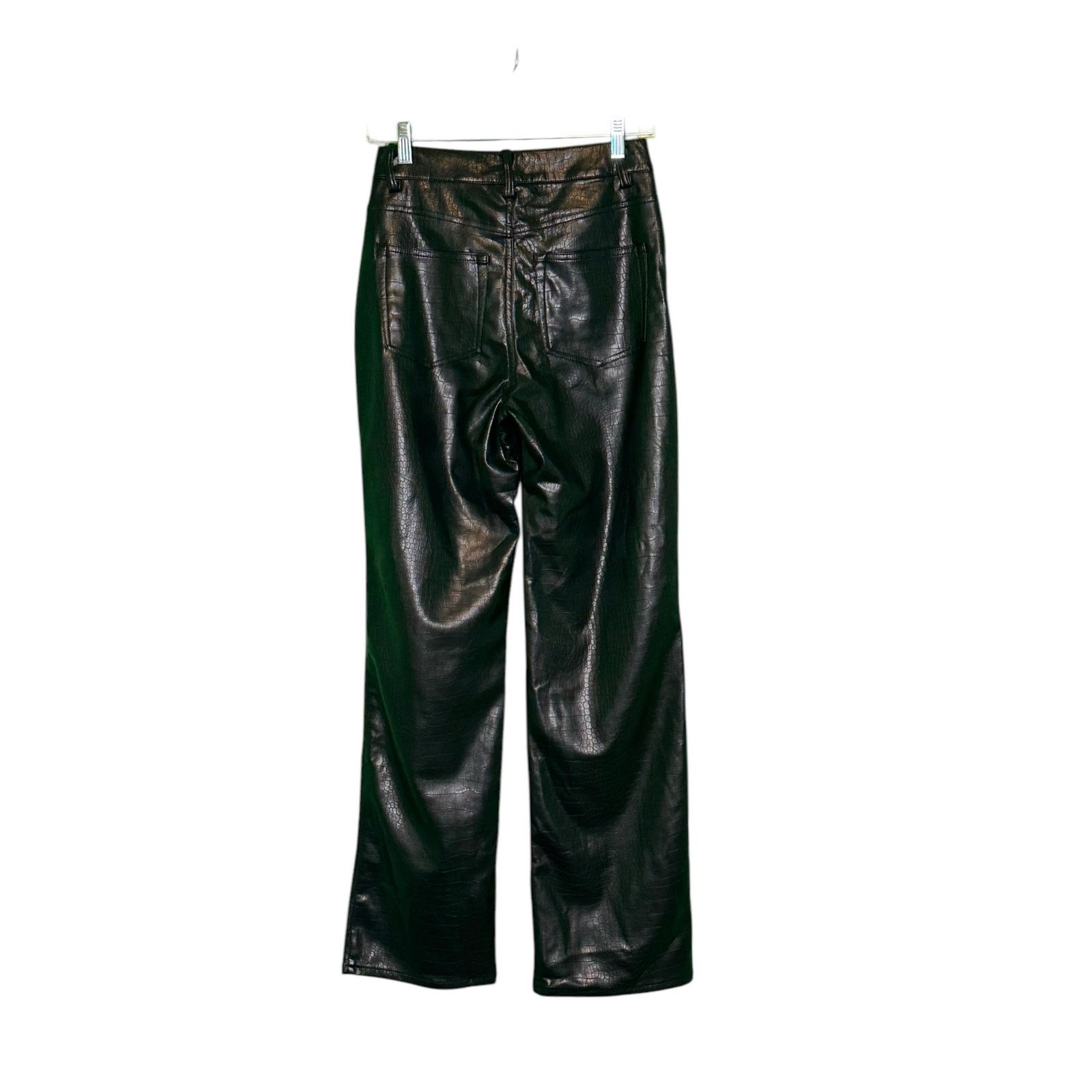 H&M H&M black faux crocodile leather straight leg pants size 4 Size 27" / US 4 / IT 40 - 2 Thumbnail