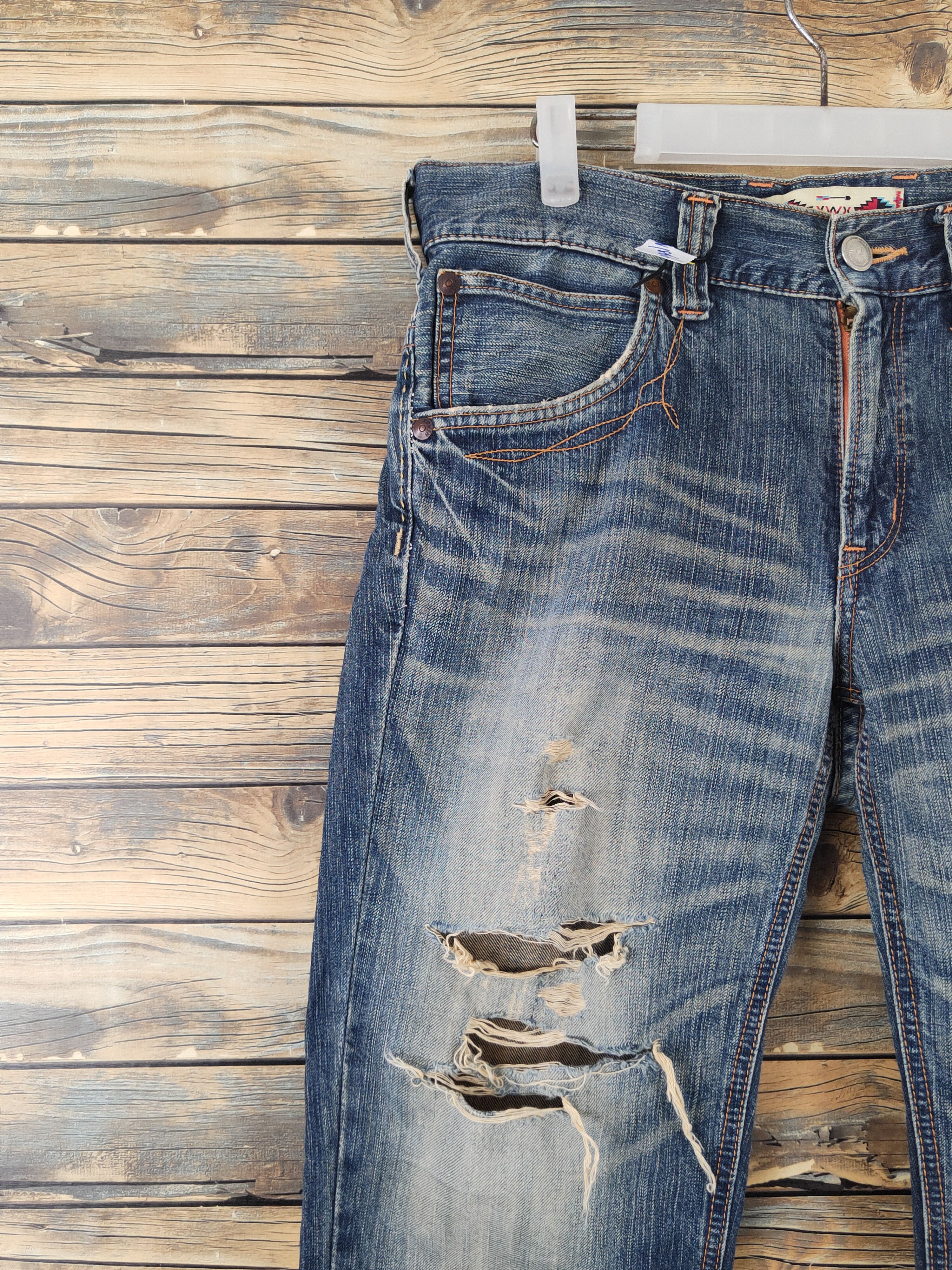 Edwin Edwin Dark Blue Distressed Ripped Jeans #W1866 Size US 33 - 3 Thumbnail