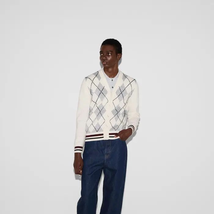 Gucci o1loc1c0226 806192 Wool Argyle Intarsia Knit Cardigan Size US M / EU 48-50 / 2 - 3 Thumbnail