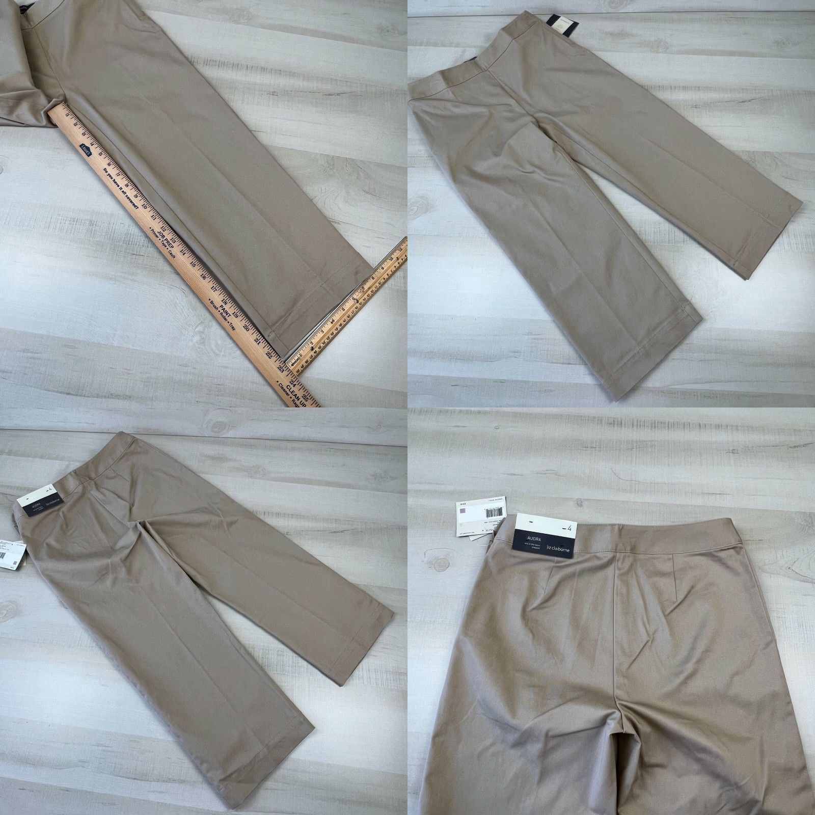 Liz Claiborne Liz Claiborne Women's Beige Cropped Pants 4 Audra Flat Front Mid Rise Cotton Spandex Zip Closure Size 27" / US 4 / IT 40 - 8 Thumbnail