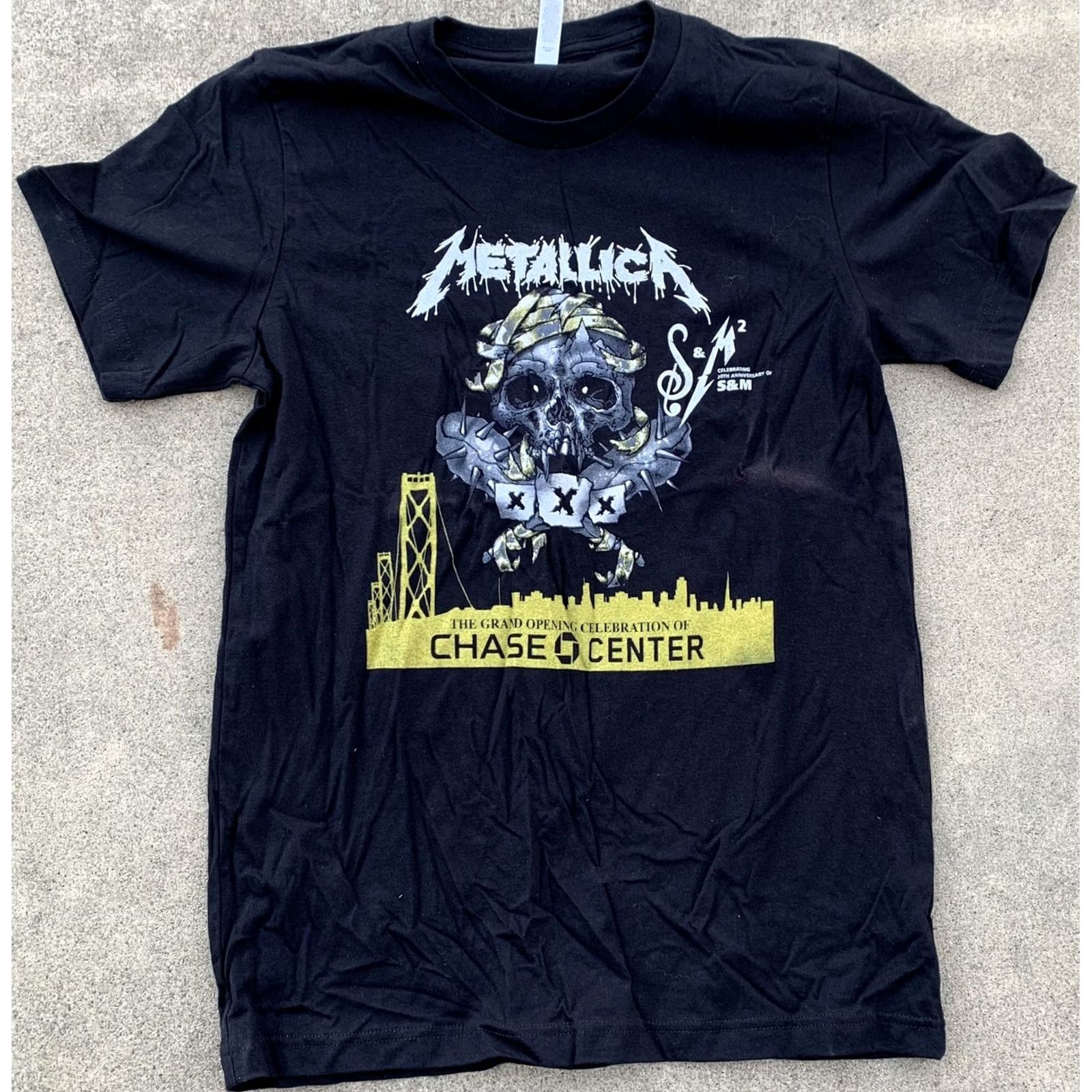 Vintage Metallica S & M 2 Celebrating 20th Anniversary Tee Chase Center Grand Opening Black Short Sleeve T-Shirt Unisex Adults Size S Size US S / EU 44-46 / 1 - 5 Thumbnail