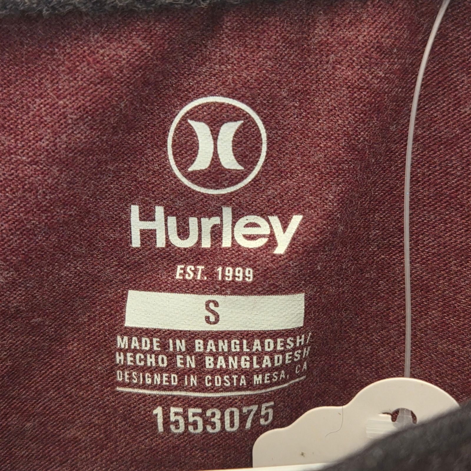 Hurley Hurley Men's Small Burgundy Color Block Long Sleeve Tee Size US S / EU 44-46 / 1 - 6 Thumbnail