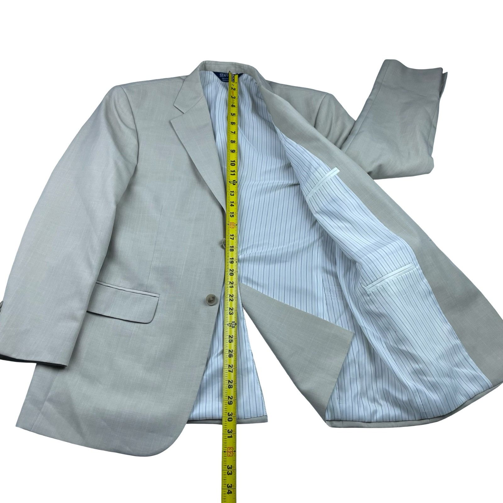 Stafford Stafford Men's Performance 2-Button Suit Light Khaki/Tan • 4 Size 40R - 8 Thumbnail