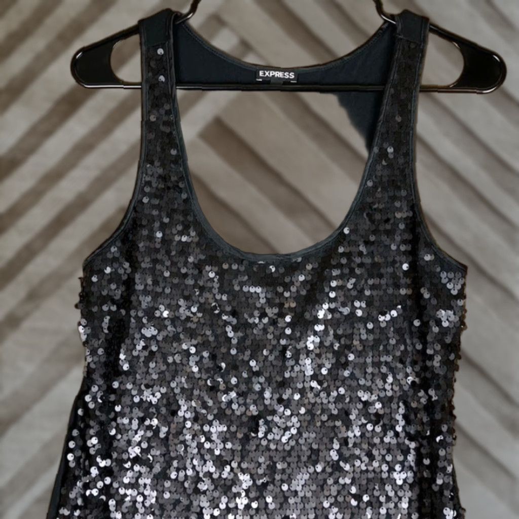 Express Express Tank Womens Sequin Black Scoop Neck Modal Blend Medium Size M / US 6-8 / IT 42-44 - 1 Thumbnail