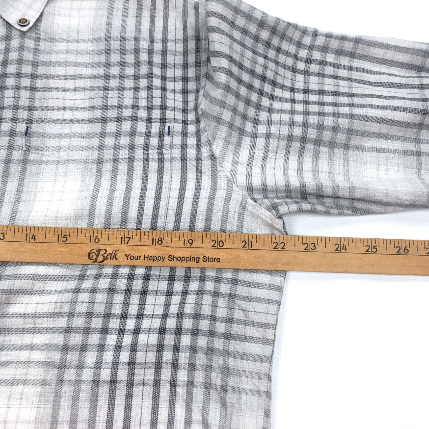 Vintage 32 Bar Blues Shirt Button-Down Gray White Plaid Long Sleeve Cotton Blend M Mens Size US M / EU 48-50 / 2 - 4 Thumbnail