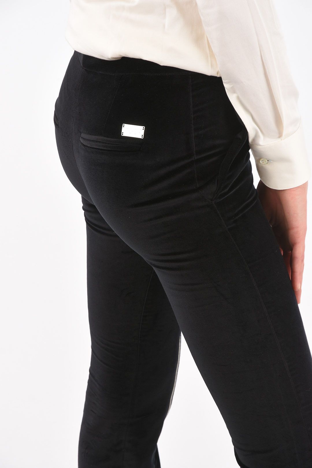 Philipp Plein og1mm0824 Velvet Pants With Front Zips in Black Size 28" / US 6 / IT 42 - 3 Thumbnail