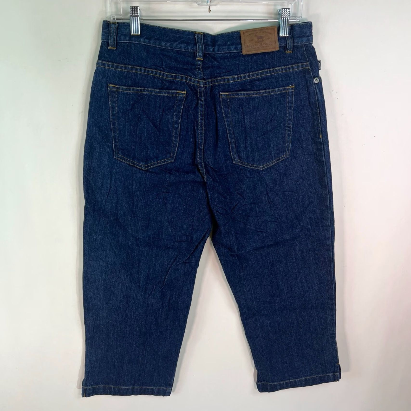 Ralph Lauren VINTAGE Lauren Ralph Lauren Jeans Capri Women 8 30x21 Dark Wash 100% Cotton Logo Belt Loops Modern Classic Fit Girls/ Womens Size 30" / US 8 / IT 44 - 7 Thumbnail