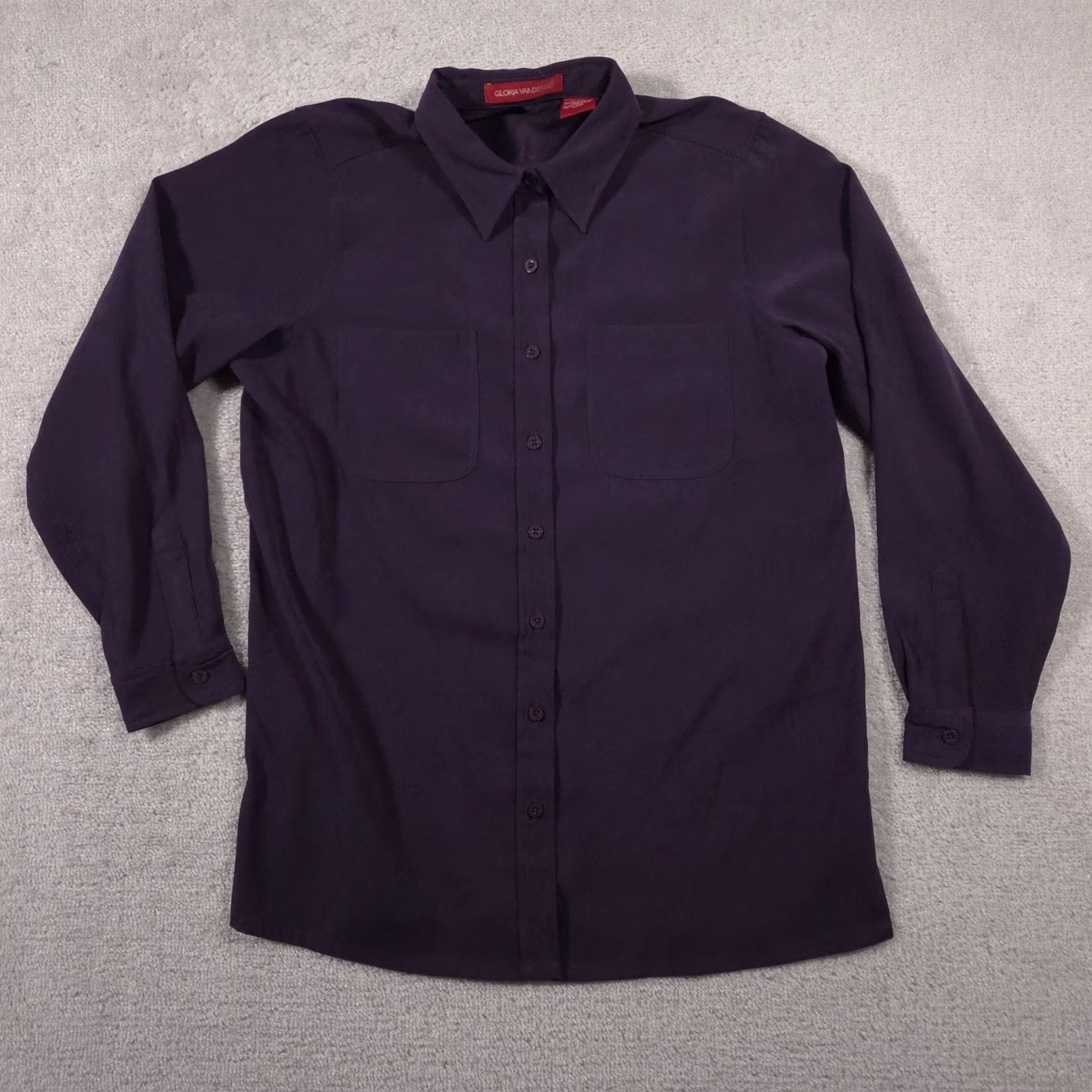 Gloria Vanderbilt Gloria Vanderbilt Shirt Womens Large Purple Button Front Long Sleeve Blouse Top Size L / US 10 / IT 46 - 2 Thumbnail