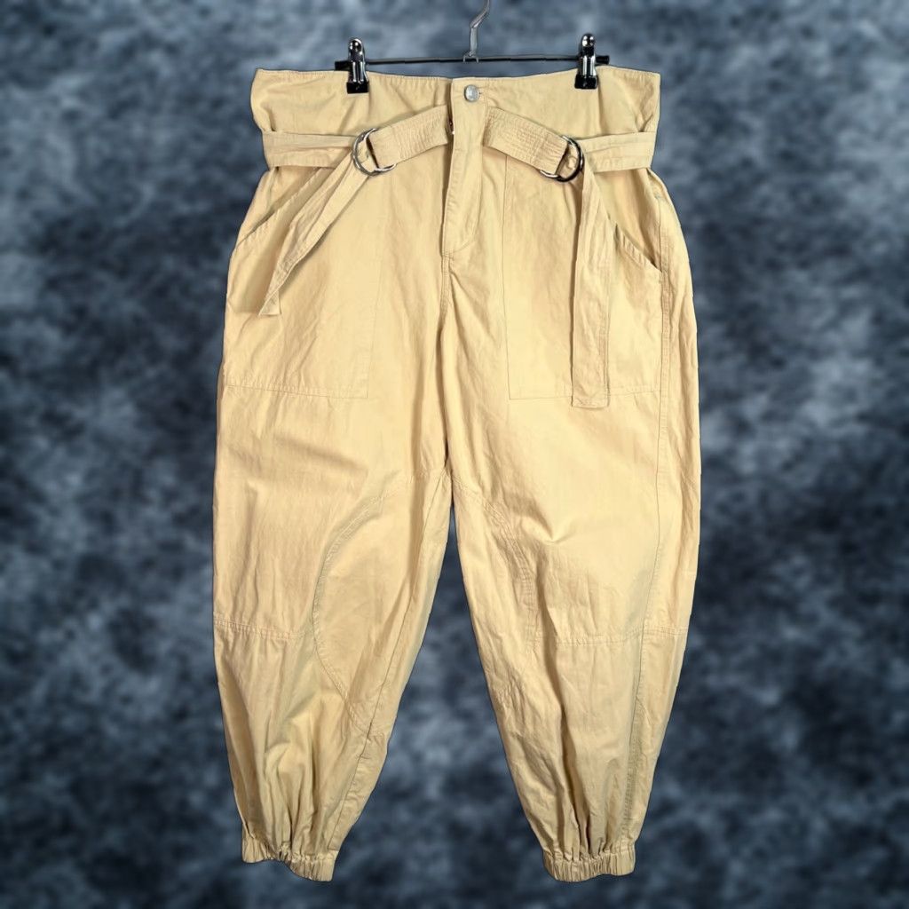 Vintage VINTAGE Grey Lab Pants Cargo High-Waisted Paperbag Belted Elastic Cuffs Women M Beige Gray Lab Adult Medium Size 32" / US 10 / IT 46 - 1 Thumbnail