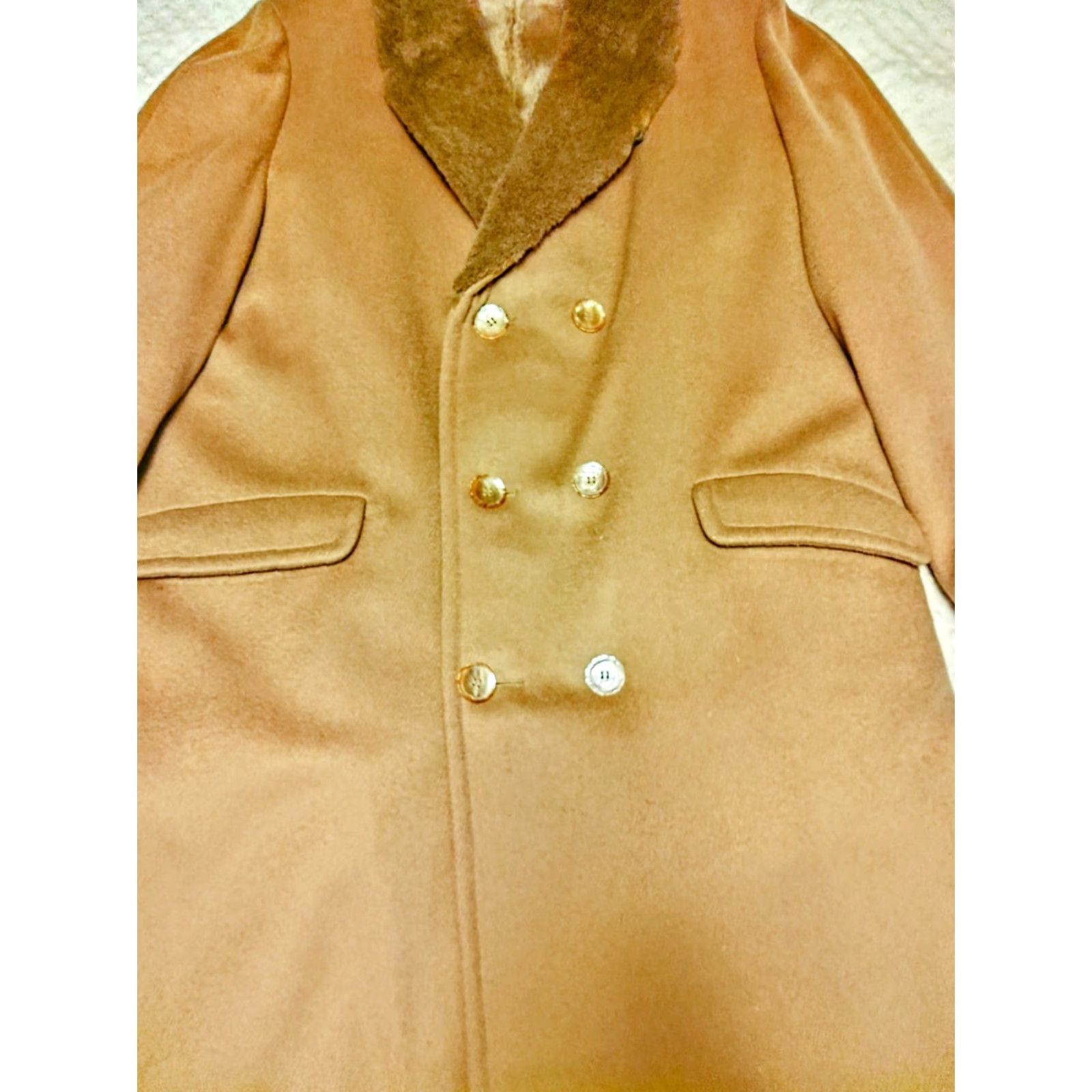 Vintage VINTAGE Zero King 100% Wool Long Coat - Brown, Faux Fur, 1960s Trench/ Mac, Regular 44, Adults, Everyday Size US S / EU 44-46 / 1 - 2 Thumbnail