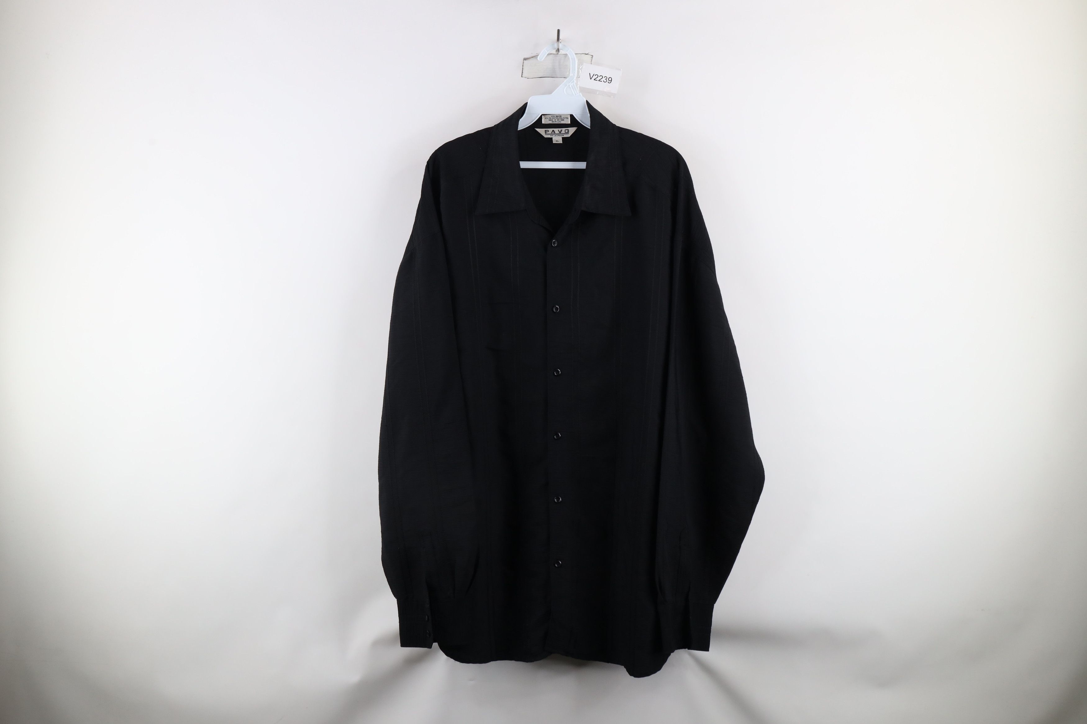 Vintage Vintage 90s Streetwear Striped Collared Button Shirt Black Size US XL / EU 56 / 4 - 1 Thumbnail
