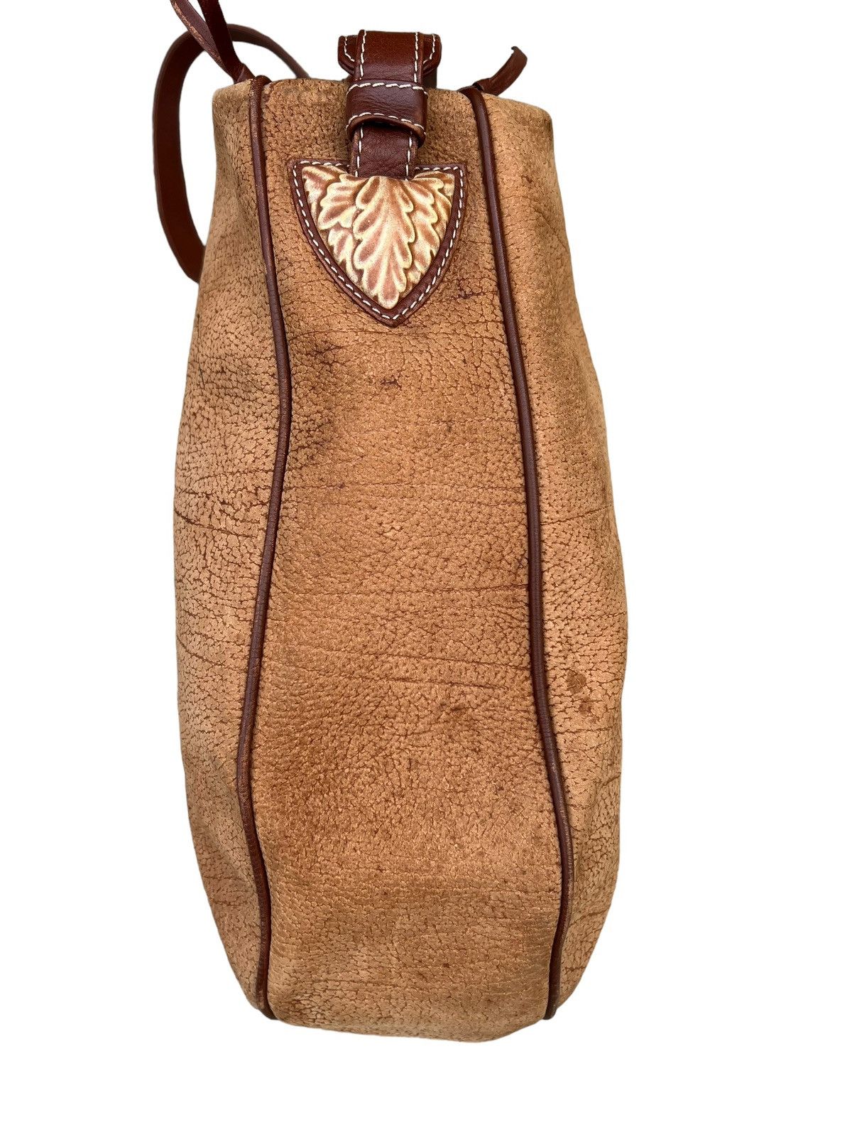Leather Vintage LLADRO Stains Patina Huge Leather Bag Size ONE SIZE - 11 Thumbnail