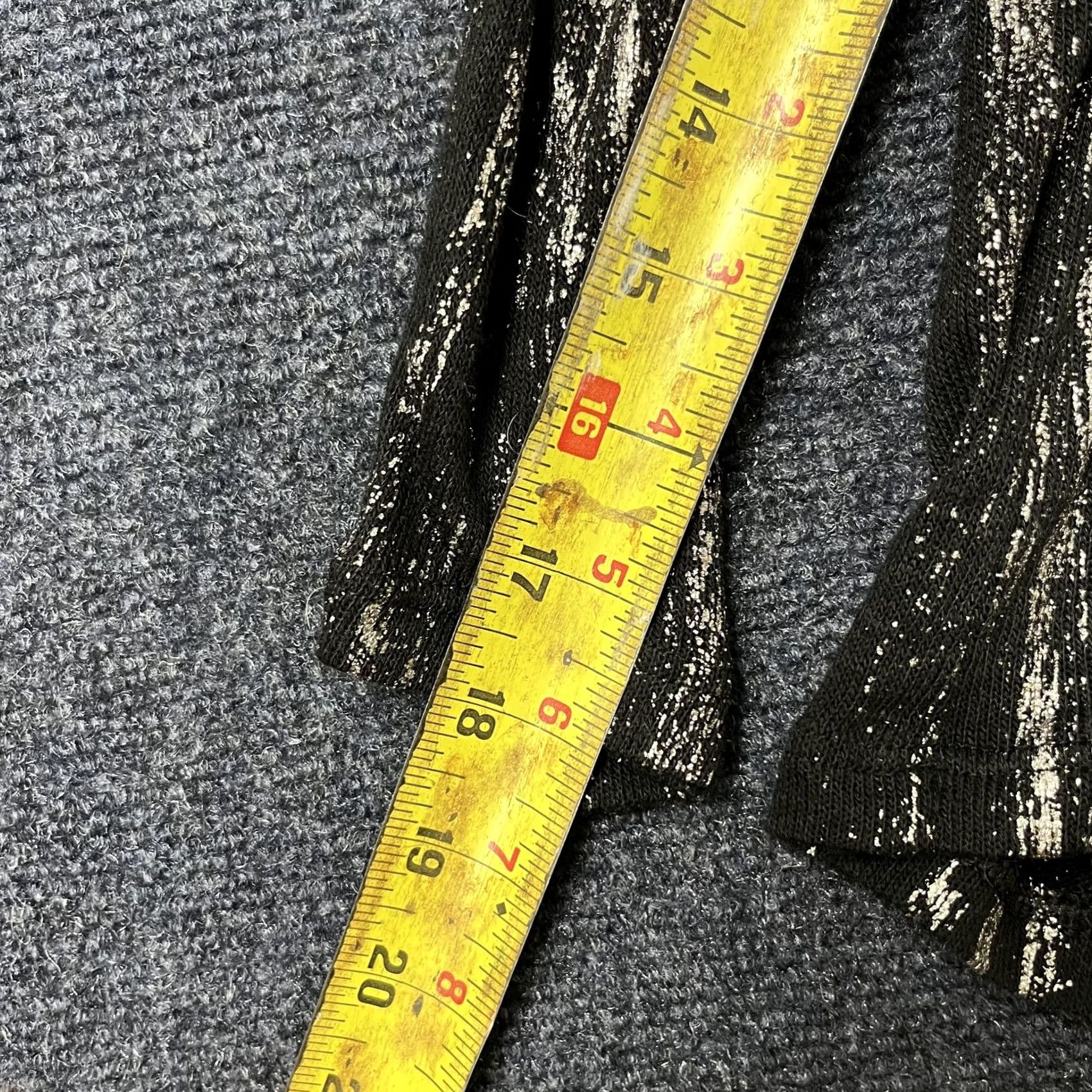 Vintage Rock & Republic Shirt Womens XL Black Metallic Abstract Stripe High Low Hem Top Size XL / US 12-14 / IT 48-50 - 6 Thumbnail