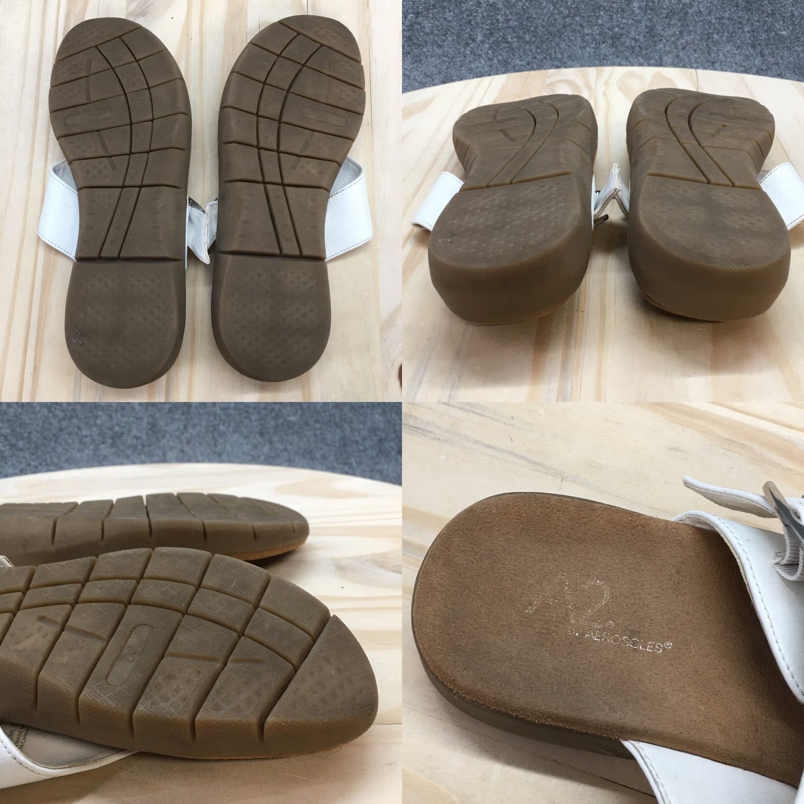 Vintage Aerosoles Sandals Womens 8 M Wipline Thong White Faux Leather Slip On Buckle Size US 8 / IT 38 - 9 Thumbnail