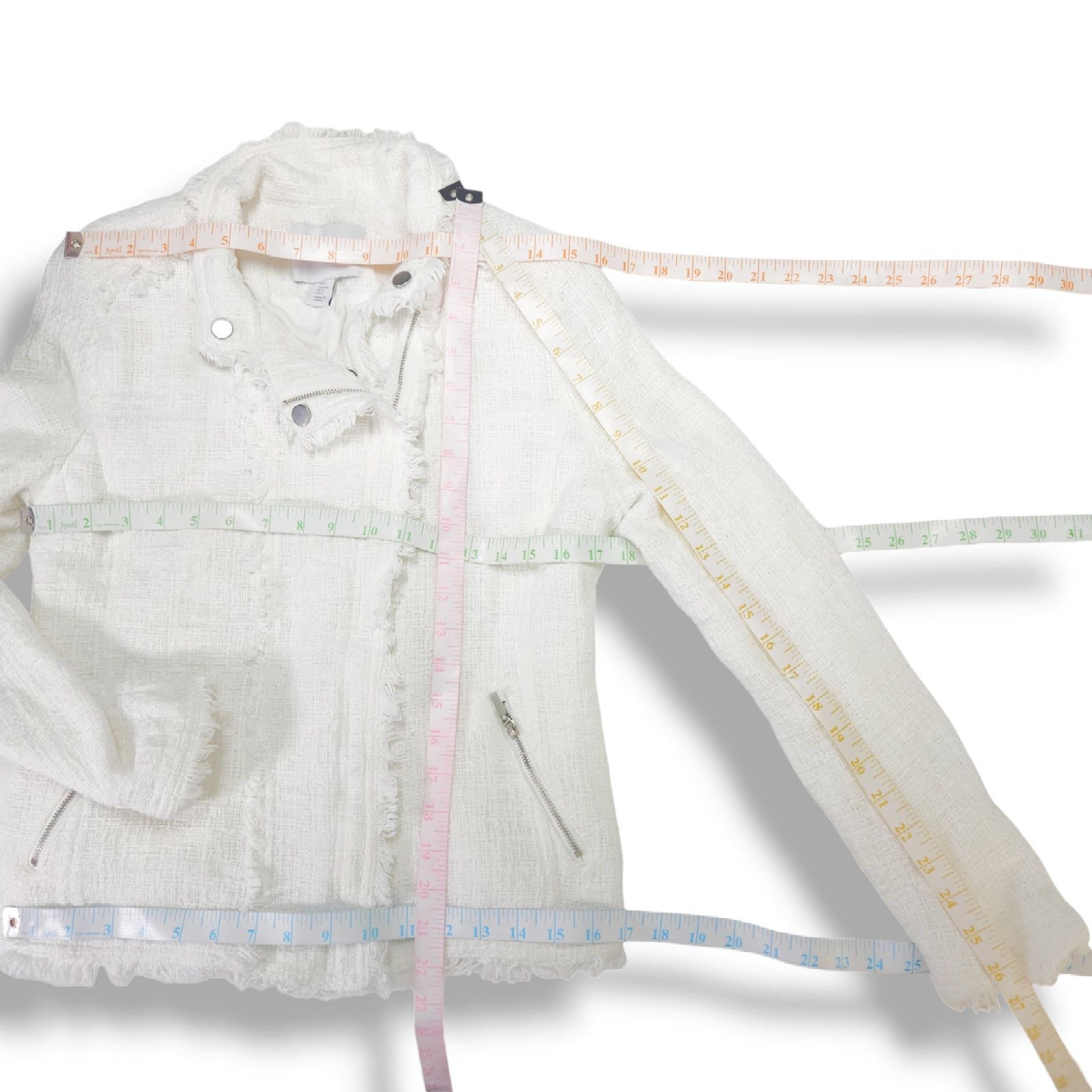 Other EUC Carolina Belle Montreal Tweed Moto Jacket Sz. M White Size M / US 6-8 / IT 42-44 - 6 Thumbnail