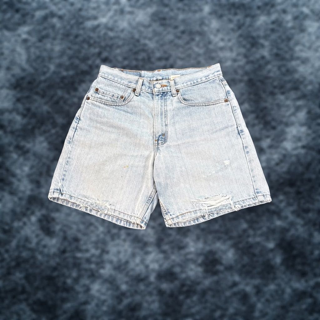 Levi's VINTAGE Levi's 505 Shorts Mens 31 Light Wash Distressed 90s High Rise Booty Fray Blue Chino Men Mens Size US 31 - 1 Thumbnail