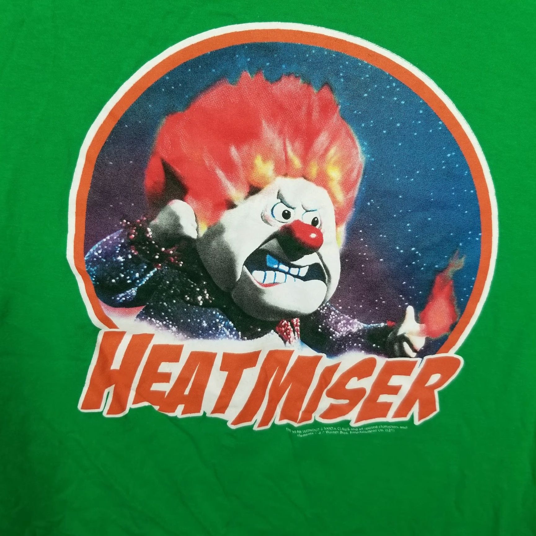 Fruit Of The Loom VINTAGE Heat Miser Christmas T-Shirt Men Large Green Cartoon Movie Holiday Graphic Tee Holiday Season Size US L / EU 52-54 / 3 - 2 Thumbnail