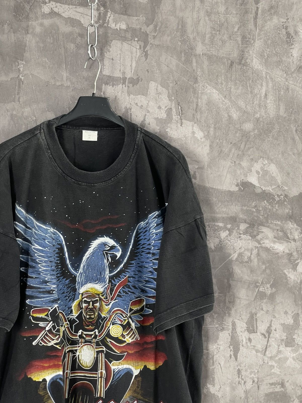 Harley Davidson × Marvel Comics × Vintage Y2K GHOST RIDER FIRE Skull Motorbike Faded One Stich T-Shirt Size US XL / EU 56 / 4 - 4 Thumbnail