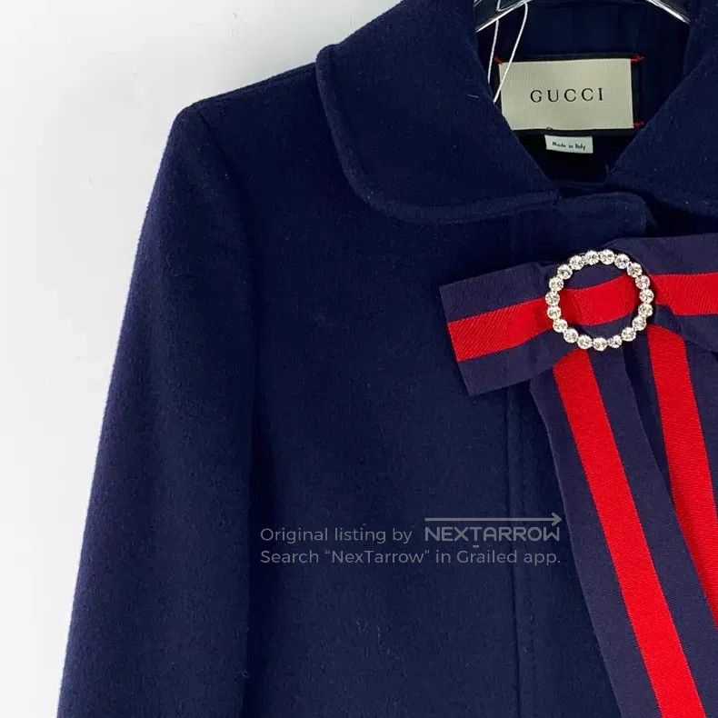 Gucci Gucci Dark blue bow ring diamond design wool lapel long-sl Size XS / US 0-2 / IT 36-38 - 3 Thumbnail