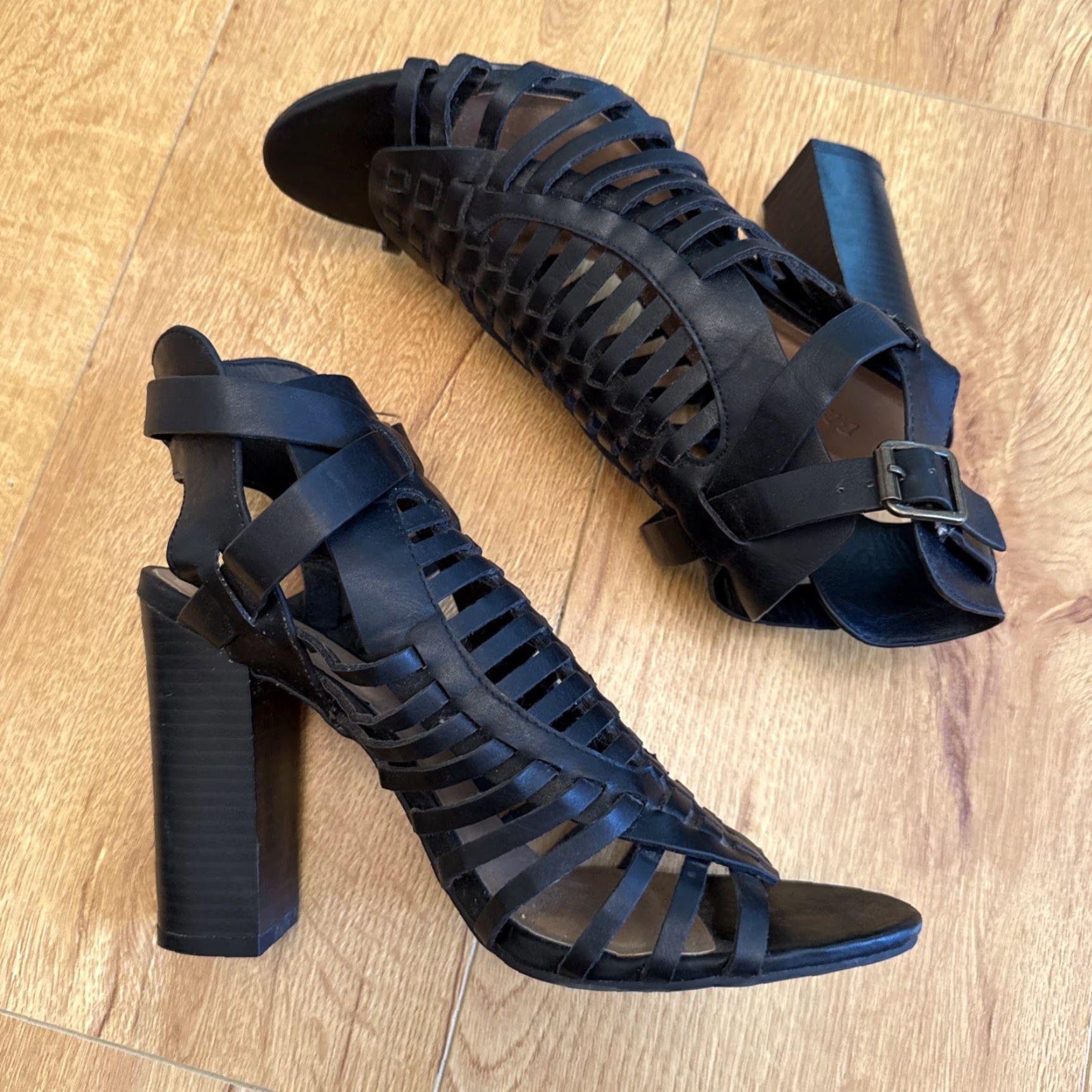 Vintage Bamboo Faith 13S Women's Woven Strappy Sandal Black Size 8.5 Heels Boho Medium Block Heel Sandals Woman Size US 9 / IT 39 - 3 Thumbnail