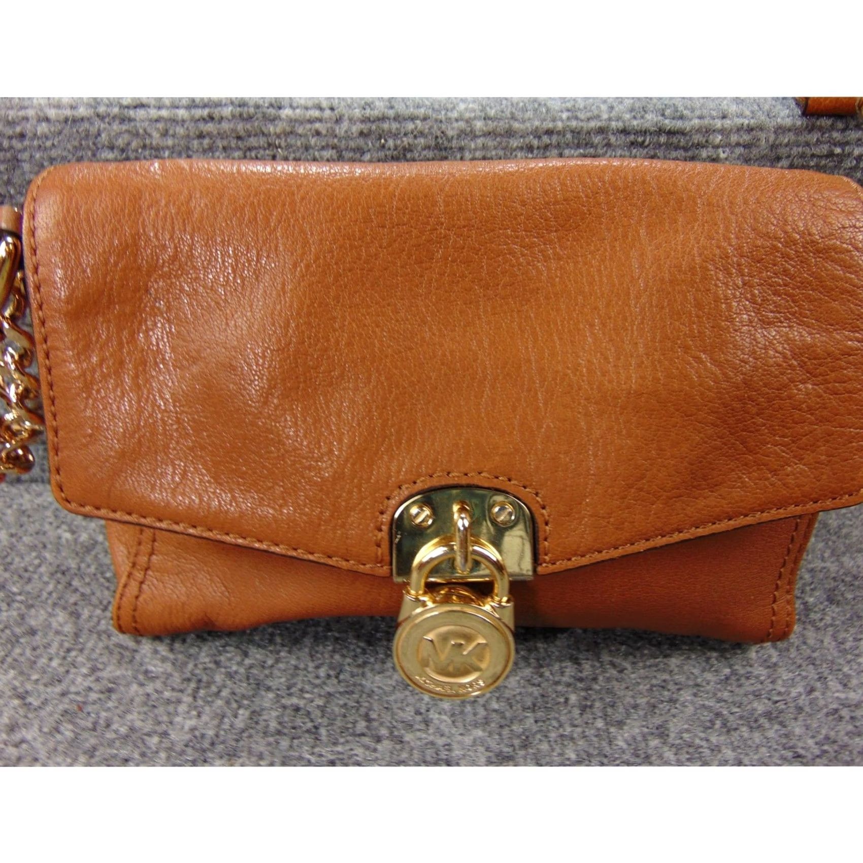 Michael Kors Michael Kors Hamilton Crossbody Bag Brown Leather Small Lock Chain Strap Clutch Wristlet Size ONE SIZE - 5 Thumbnail