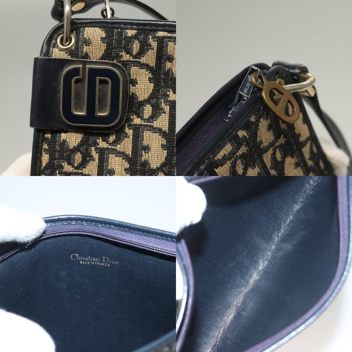 Dior DIOR Trotter Canvas Shoulder Bag Navy Gold Size ONE SIZE - 11 Thumbnail