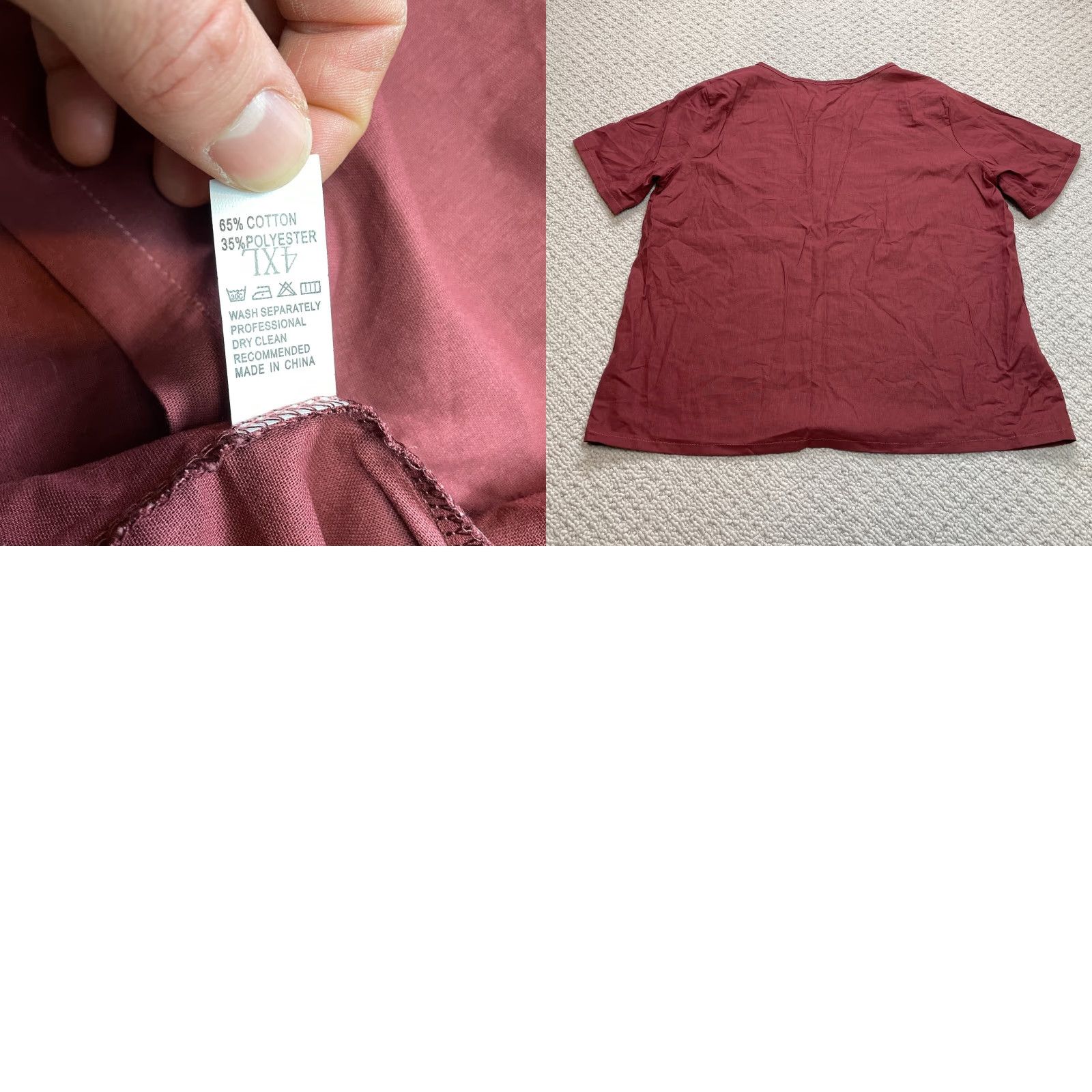 Vintage Unbranded T Shirt Top Womens 4XL Red Floral Short Sleeve V Neck Casual Buttons Size XXL / US 16-18 / IT 52-54 - 8 Thumbnail