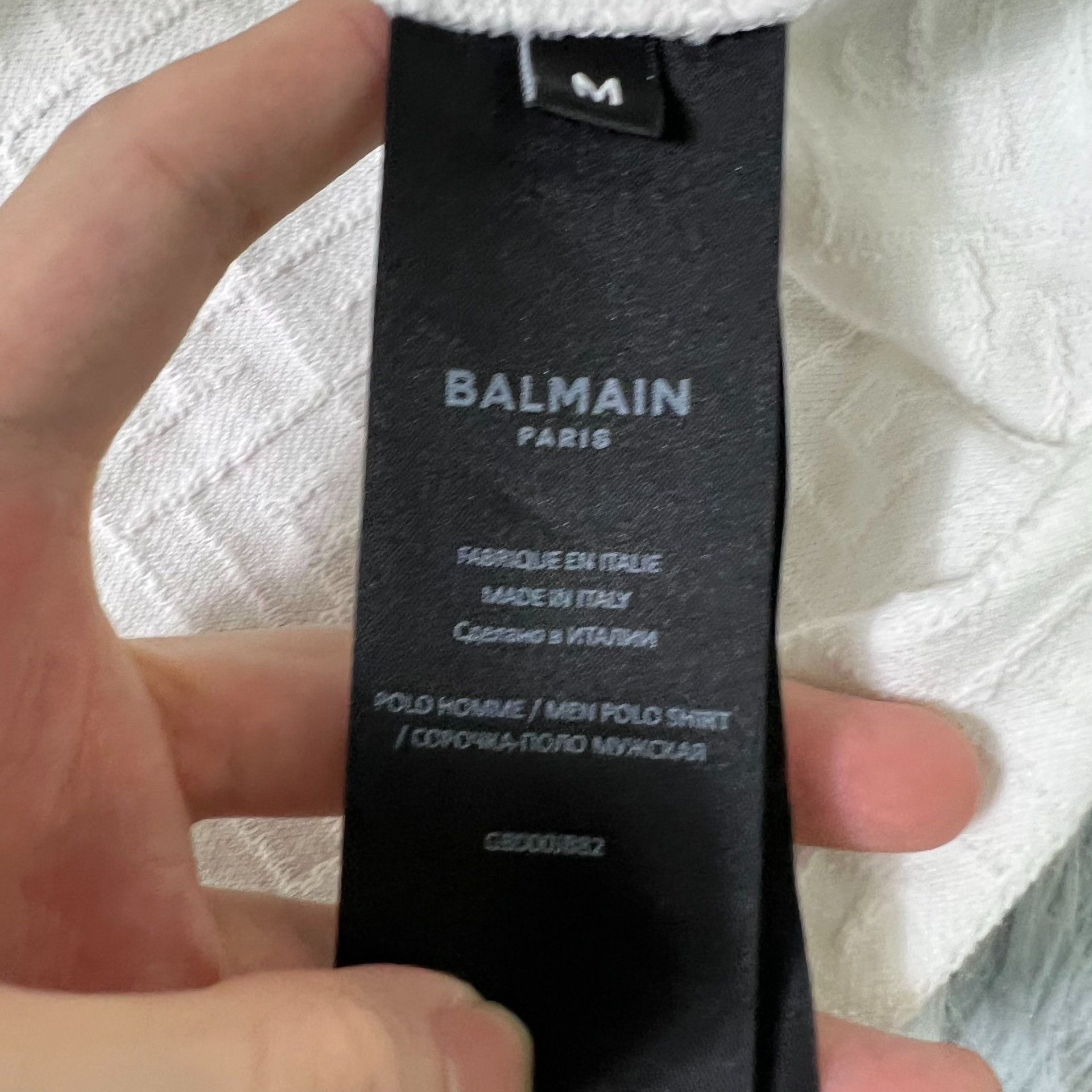 Balmain BALMAIN White Embossed Polo Shirt Size US M / EU 48-50 / 2 - 4 Thumbnail