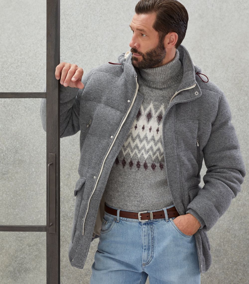 Brunello Cucinelli o1w1db10924 Cash Padded Outerwear in Dark Grey Size US M / EU 48-50 / 2 - 2 Thumbnail