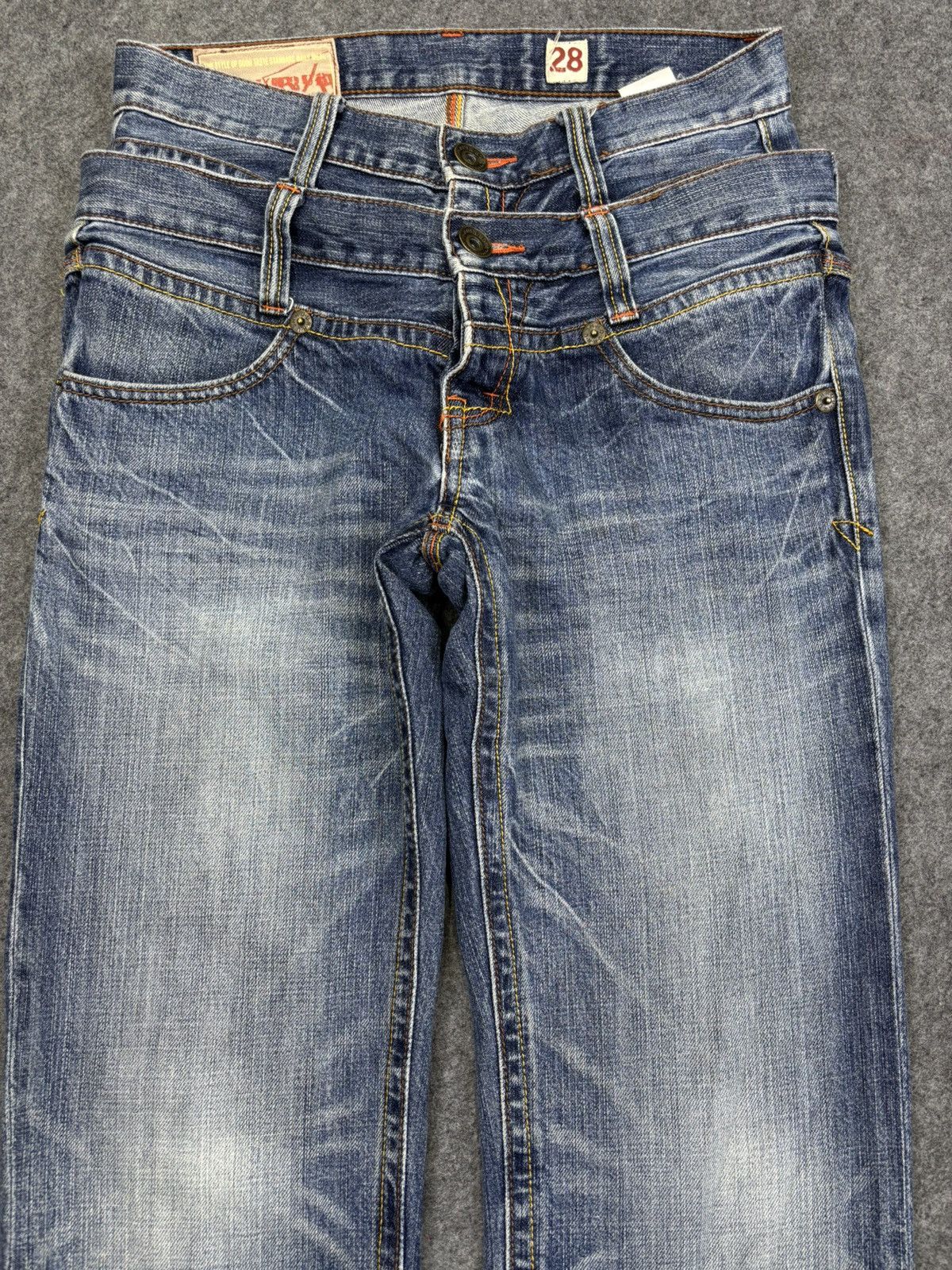 Japanese Brand 💥Insane💥Rush Hour Double Waist stone Wash Denim F759 Size US 30 / EU 46 - 4 Thumbnail