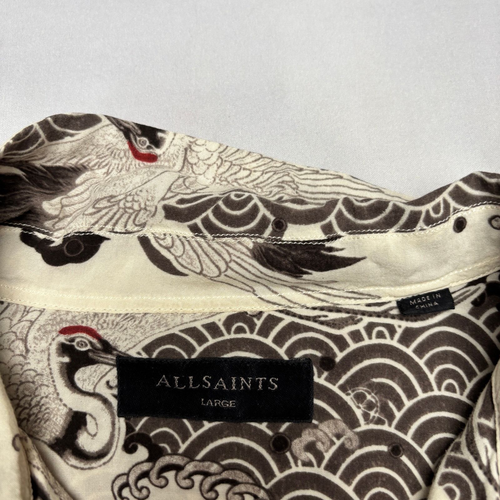Allsaints Allsaints Crane SS Button Up Shirt Men's Large Loop Collar Size US L / EU 52-54 / 3 - 5 Thumbnail
