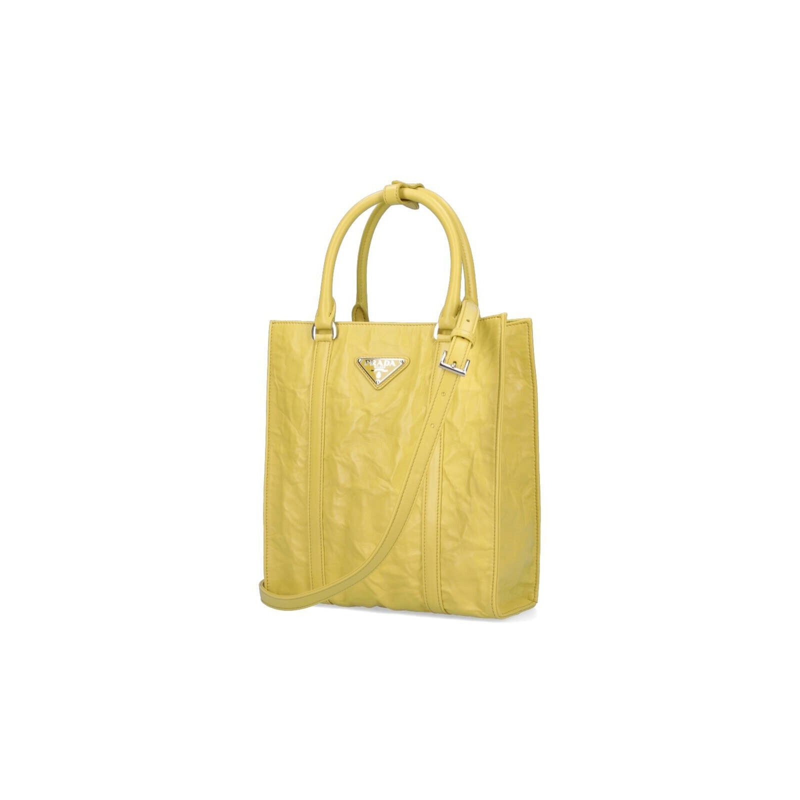 Prada PRADA Yellow Leather Tote Bag New Size ONE SIZE - 2 Thumbnail