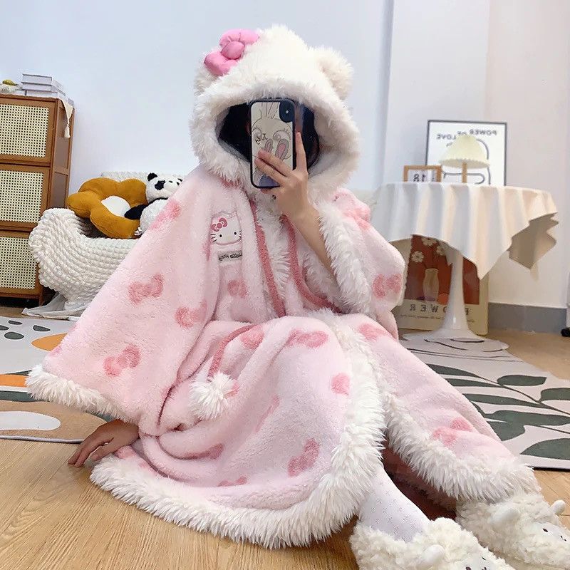 Other Kitty Kawaii Pink Hooded Robe Blanket Size M / US 6-8 / IT 42-44 - 1 Thumbnail