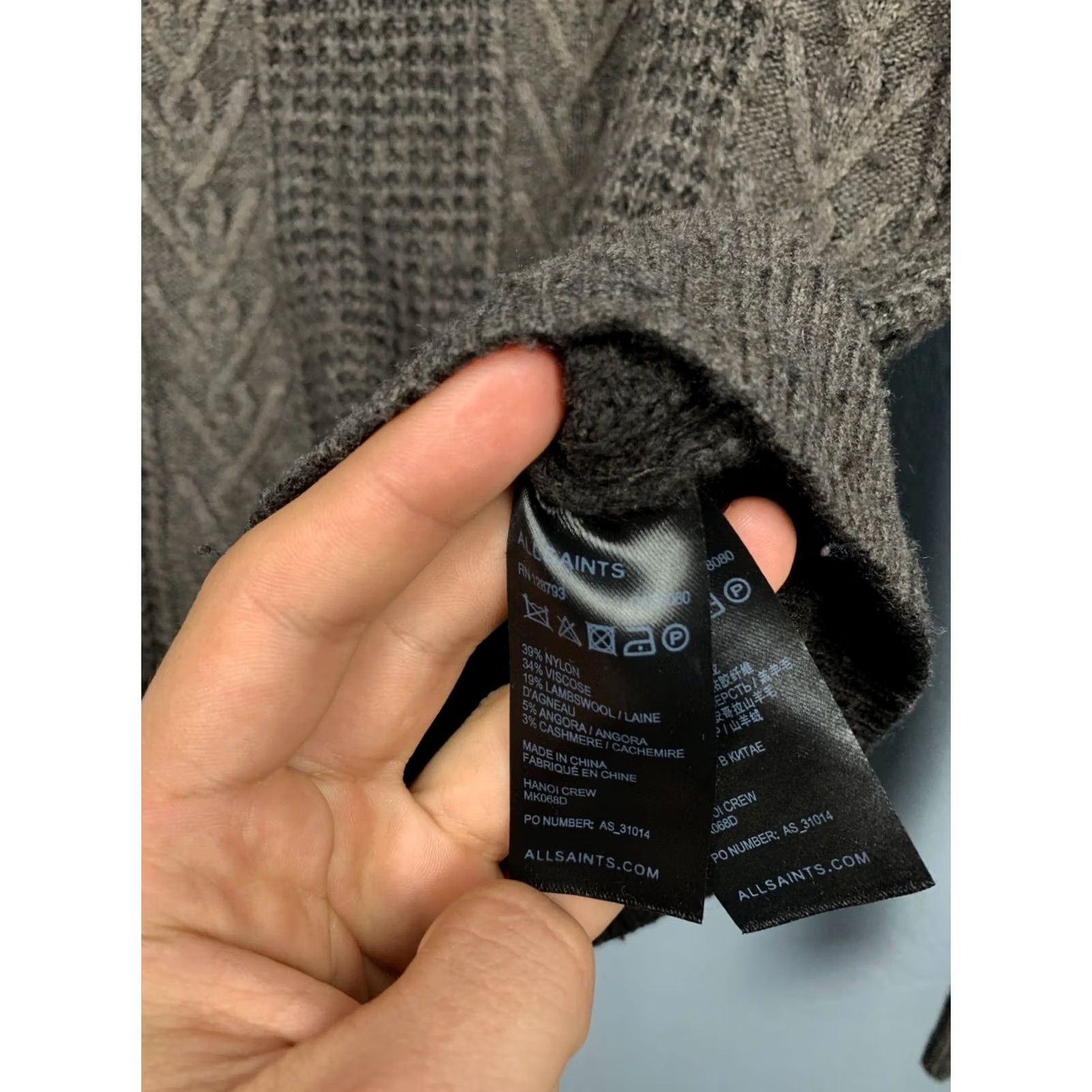 Allsaints VINTAGE AllSaints Mens Sweater Crew Neck Wool+Nylon Knit XS Khaki Crew Neck Wool Knit 90s Mens Size US XS / EU 42 / 0 - 4 Thumbnail
