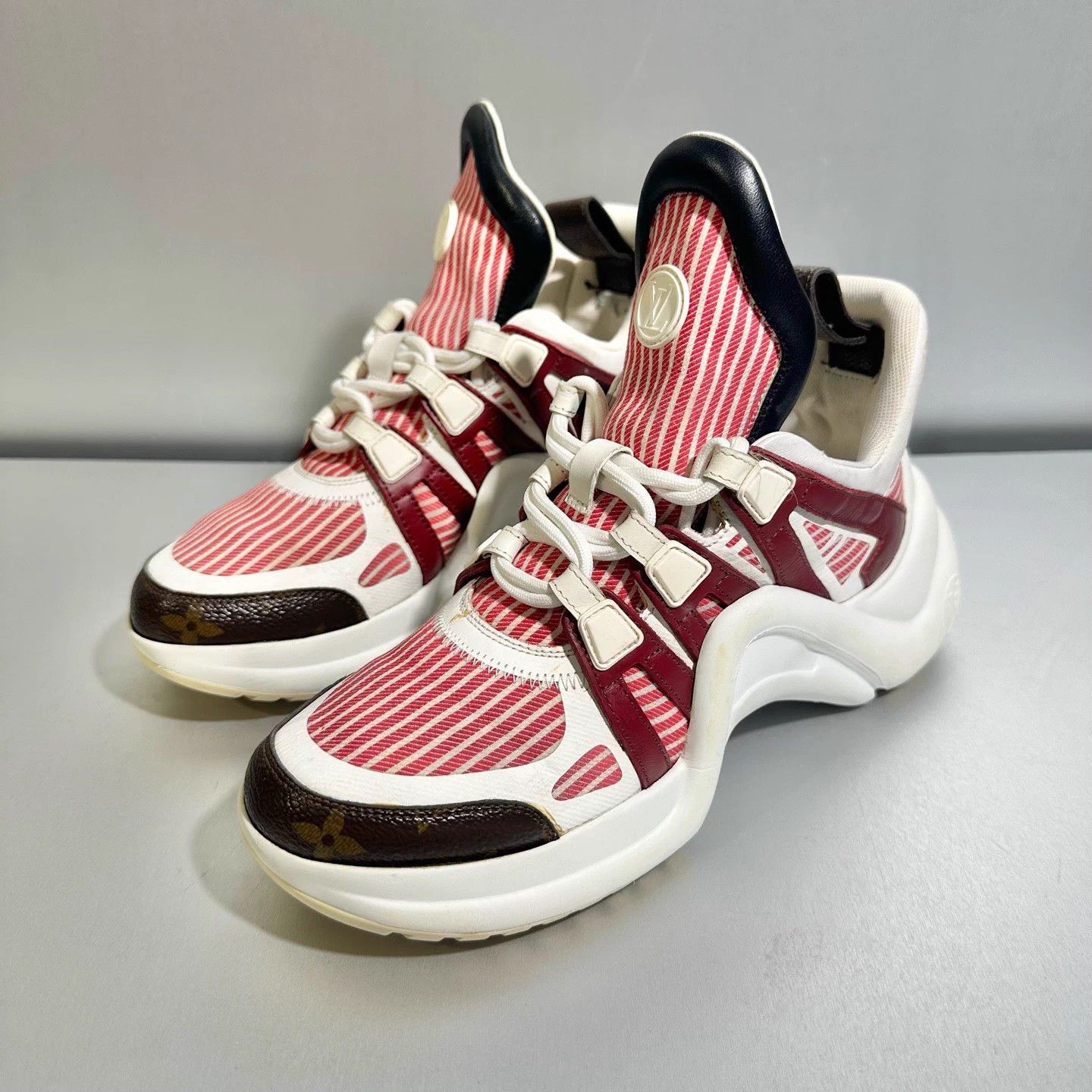 Louis Vuitton Louis Vuitton Archlight White/Red Monogram Sneakers 37 Size US 6 / IT 36 - 1 Thumbnail