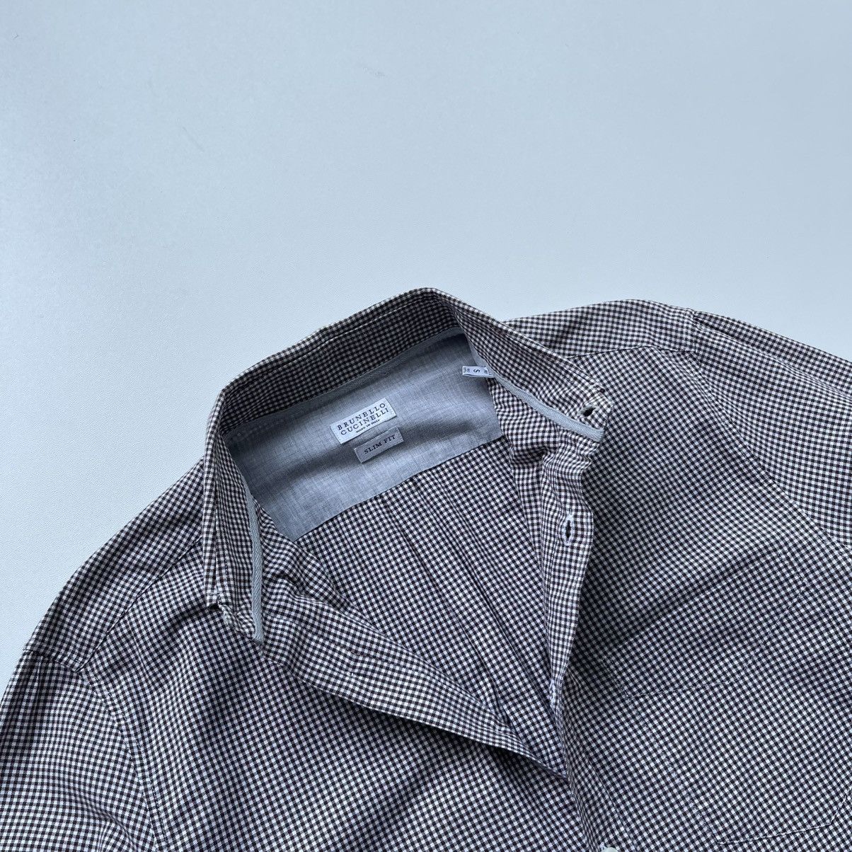 Brunello Cucinelli Brunello Cucinelli Slim Fit Cotton Checked Button Ups Shirt Size US S / EU 44-46 / 1 - 5 Thumbnail