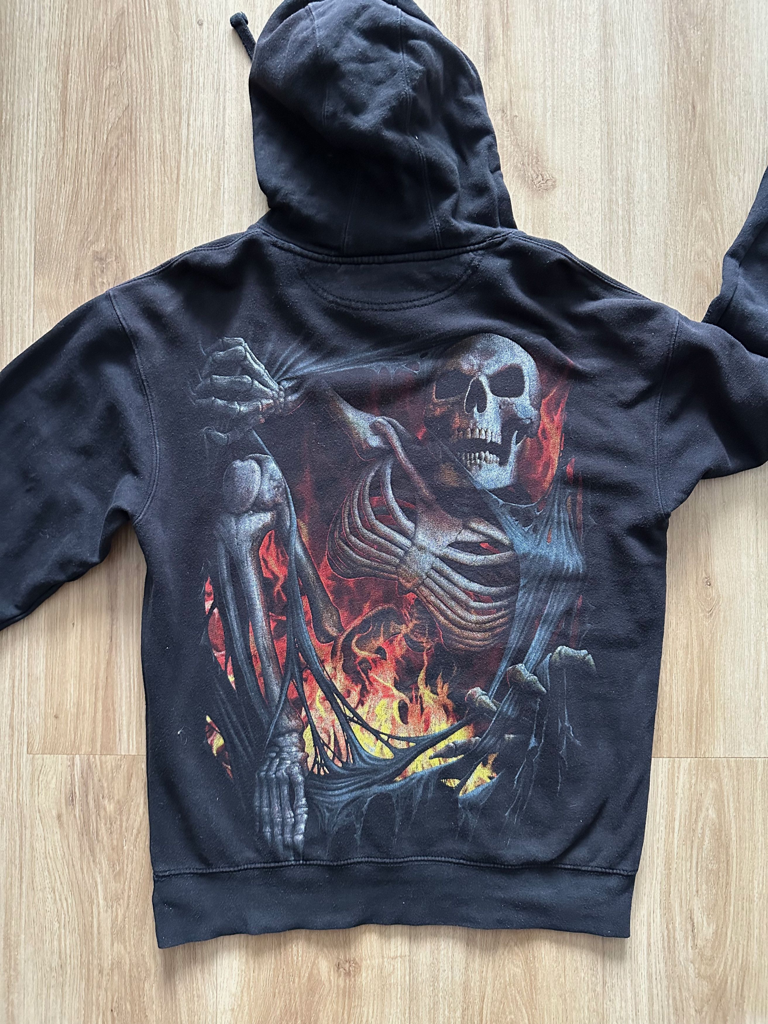 Other Spirial Full print skulls hoodie streetwear faded black Size US M / EU 48-50 / 2 - 9 Thumbnail