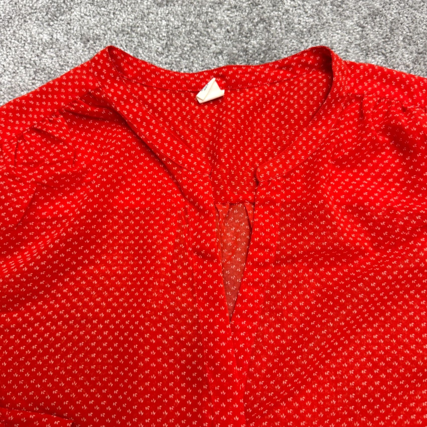 Old Navy Old NavyButton DownShirt Blouse Womens XL Red Micro FloralChiffon Casual Top Size XL / US 12-14 / IT 48-50 - 3 Thumbnail
