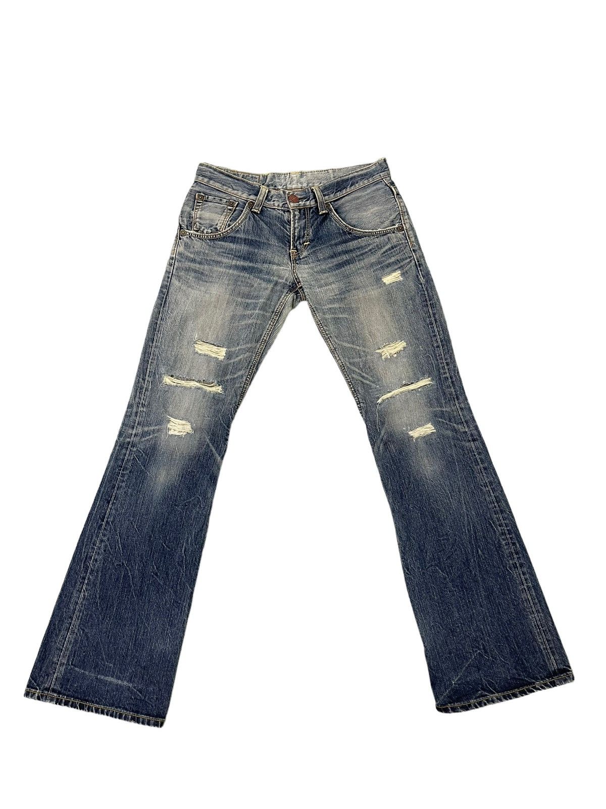 Edwin Flare Jeans Edwin Japan Distress Low Rise Boot Cut 7🟦3 Size US 30 / EU 46 - 2 Thumbnail