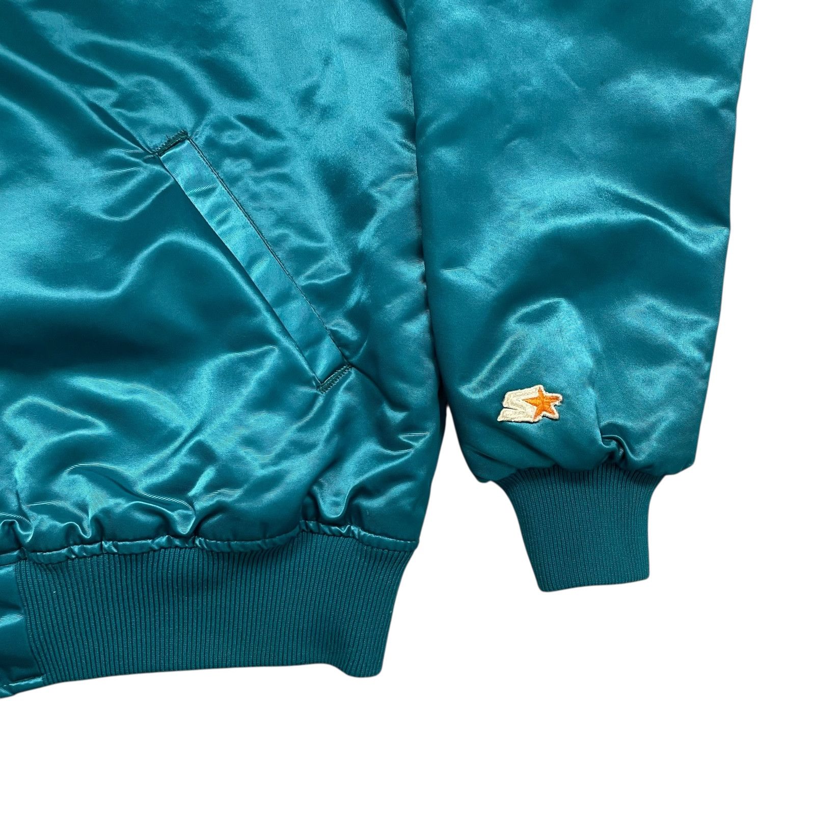 NFL VTG 90s MIAMI DOLPHINS STARTER SATIN JACKET SPELL OUT Sz L Size US L / EU 52-54 / 3 - 5 Thumbnail