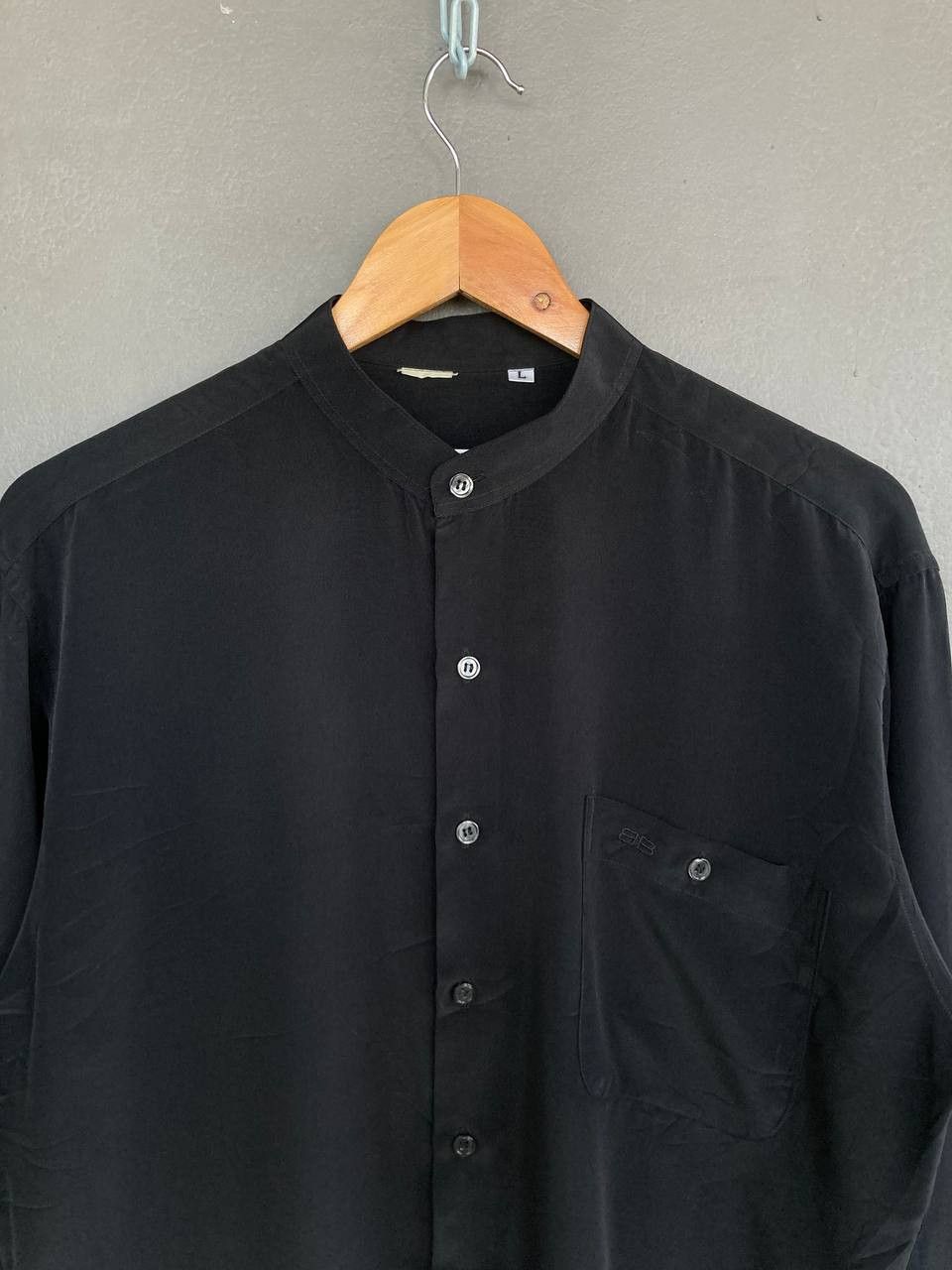 Balenciaga Vintage Balenciaga Satin Band Collar Shirt Size US L / EU 52-54 / 3 - 3 Thumbnail