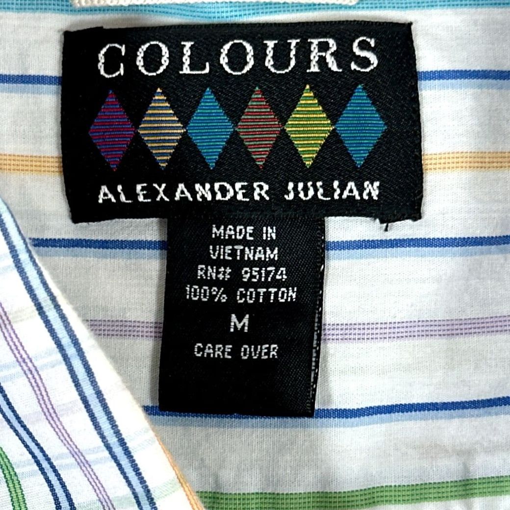 Alexander Julian VINTAGE Colours By Alexander Julian Shirt Adult MEDIUM White Purple Pastel Stripes Y2K Shirt Size US M / EU 48-50 / 2 - 6 Thumbnail