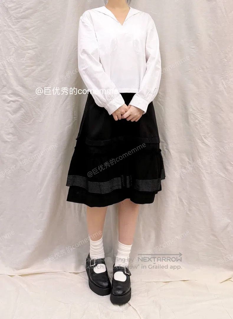 Comme des Garcons Comme Des Garcons size S Black pieced layered decorative v Size 23" - 7 Thumbnail