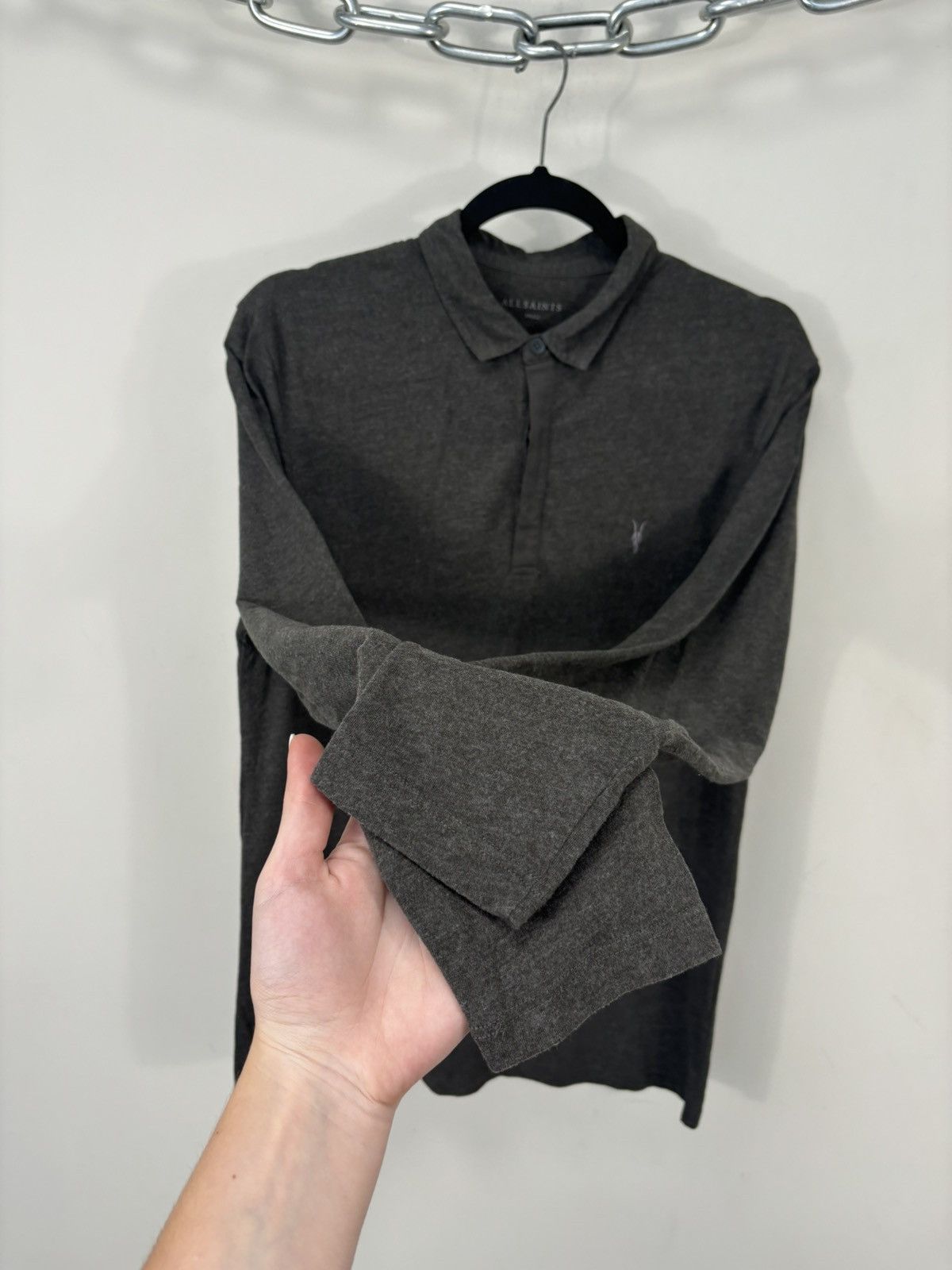 Allsaints AllSaints Men’s Brace Brown Long Sleeve Polo Shirt Size US S / EU 44-46 / 1 - 6 Thumbnail