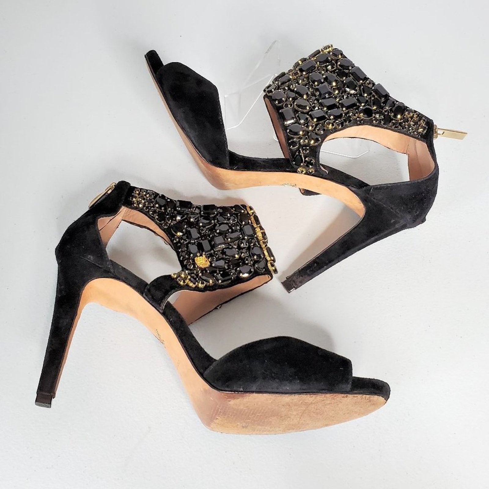 Vince Camuto VC Signature Suede Embellished Collar Zip Stiletto Heels 11M Size US 11 / IT 41 - 9 Thumbnail
