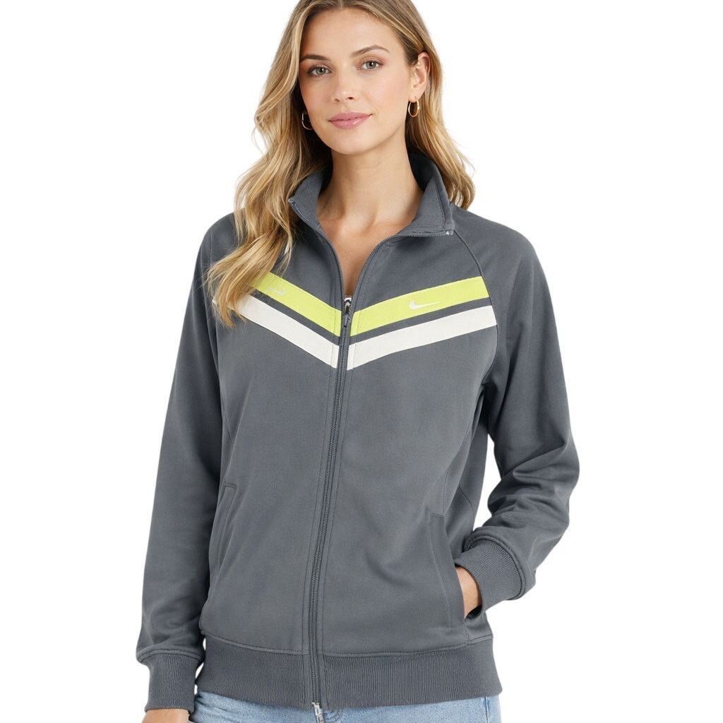 Nike Nike Women’s Track Jacket Medium Gray Lime Green White Retro Size M / US 6-8 / IT 42-44 - 1 Thumbnail
