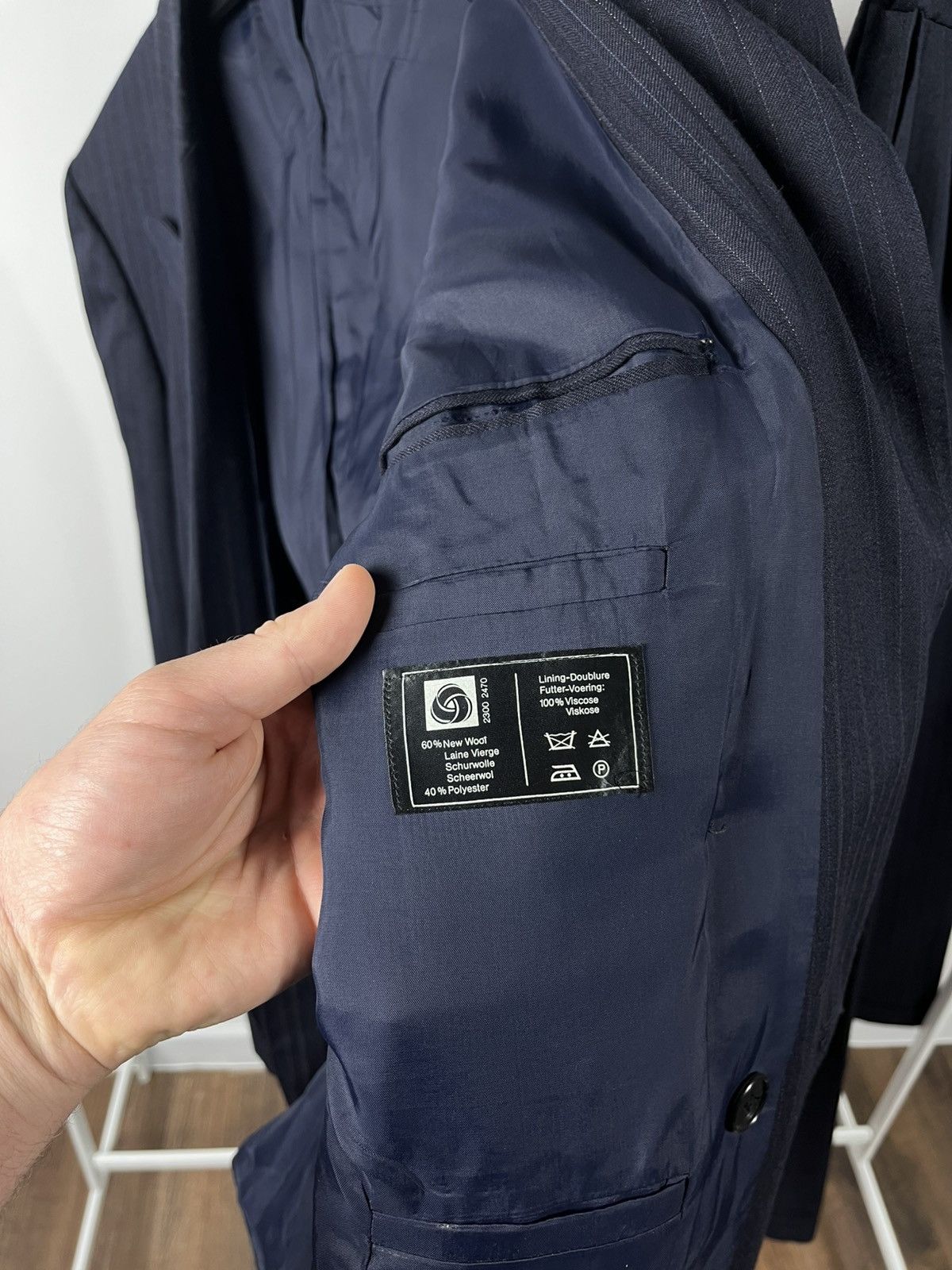 Other Vintage Wool Double-Breasted Suit Jacket Two-Piece Navy Size 40R - 7 Thumbnail